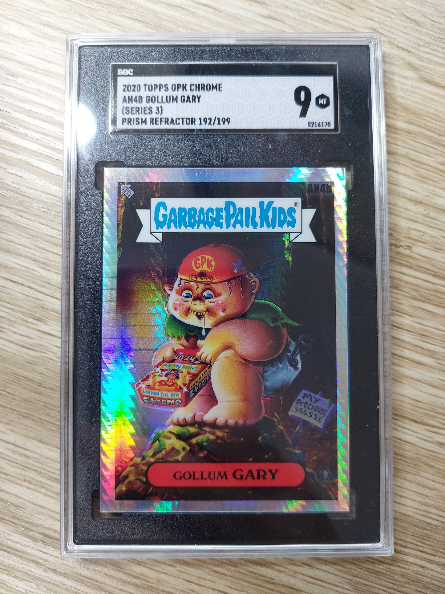 2020 Topps Garbage Pail Kids Chrome AN4B Gollum Gary Prizm Refractor #/199 SGC 9