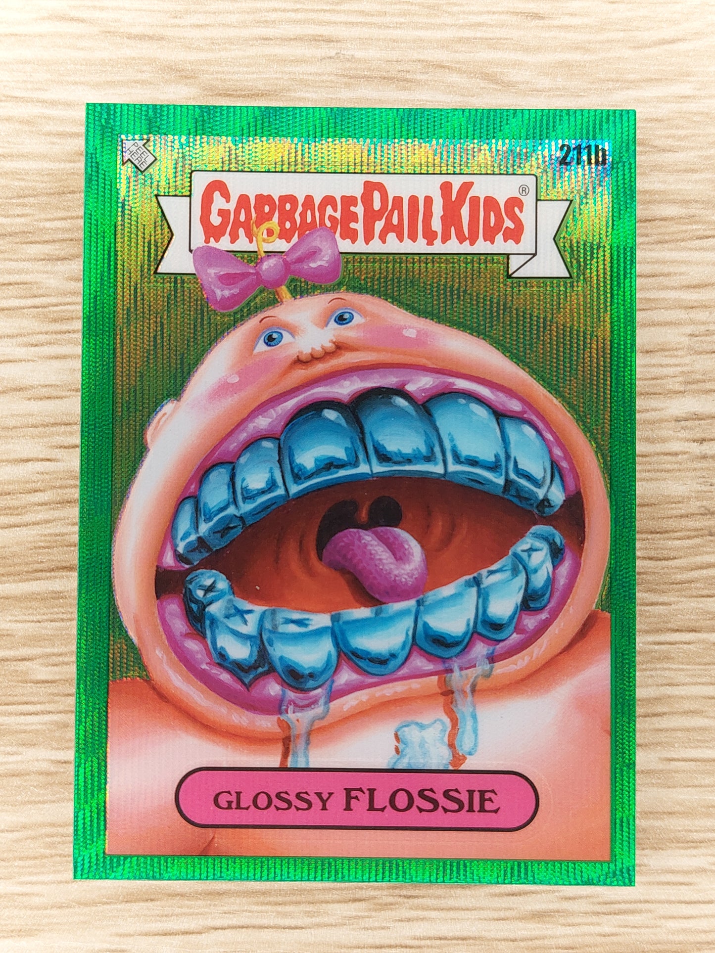2022 Garbage Pail Kids Chrome Series 5 Green Wave Refractor Glossy Flossie /299 211b