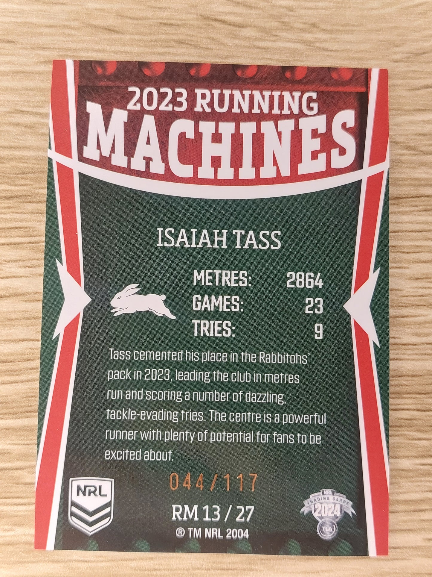 2024 NRL TRADERS 2023 Running Machines Isaiah Tass RM 13/27 (044/117)
