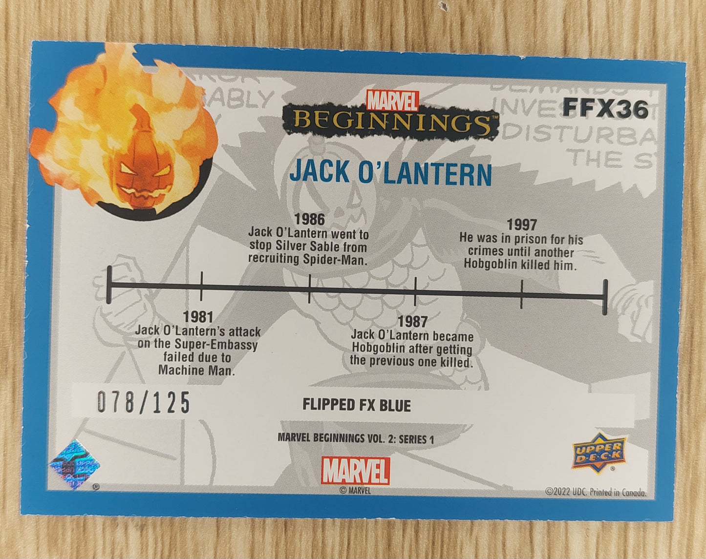 Upper Deck Marvel Beginnings Vol 2 Series 1 FFX2 Jack O' Lantern Flipped FX Blue 078/125
