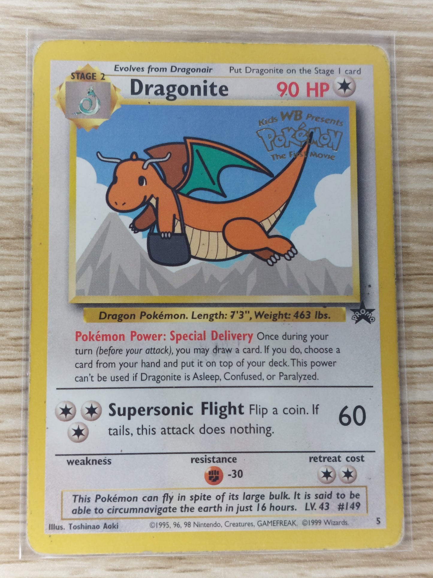 Pokemon 1999 Dragonite Warner Brothers Black Star Promo #5