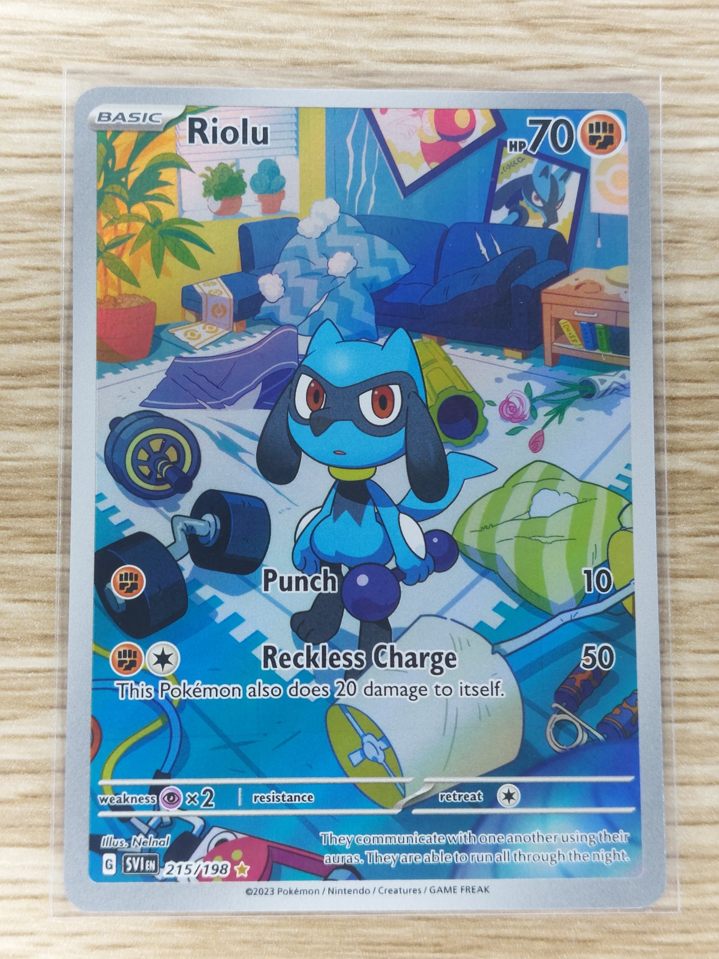 Pokemon 2023 Riolu Illustration Rare Scarlet & Violet Base Set 215/198