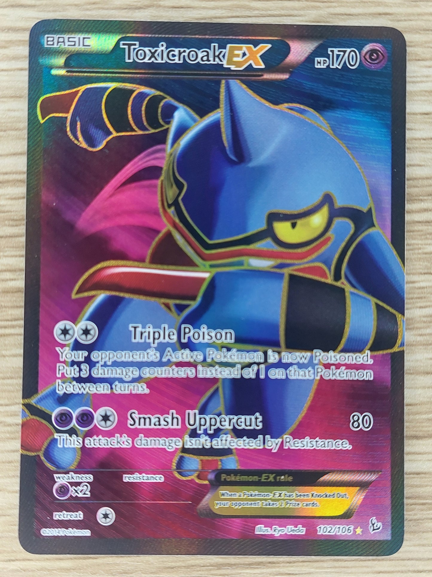 Pokemon 2014 Toxicroak EX Full Art Flash Fire 102/106 LP