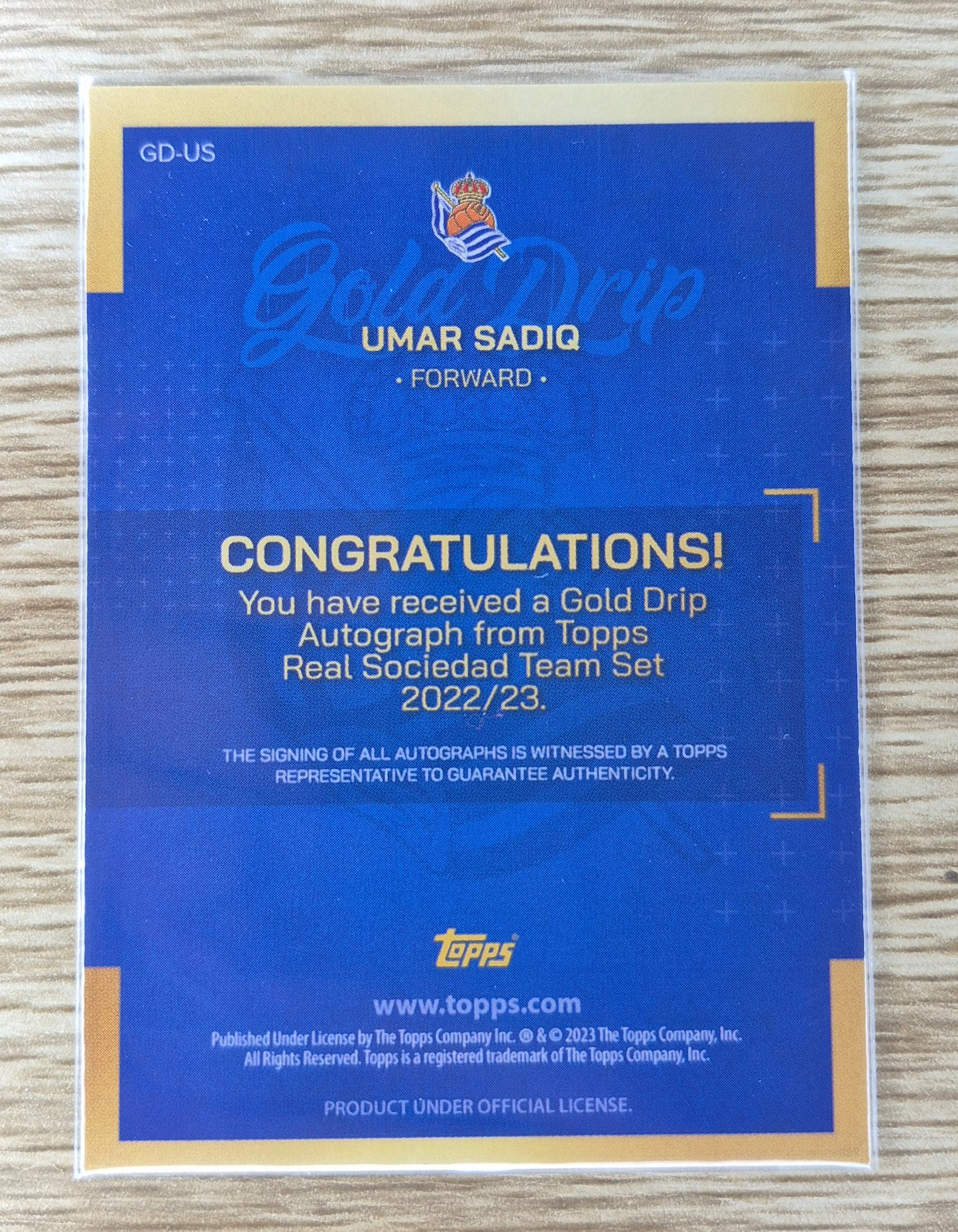 2022-23 Real Sociedad Team Set Umar Sadiq Gold Drip Auto GD-US