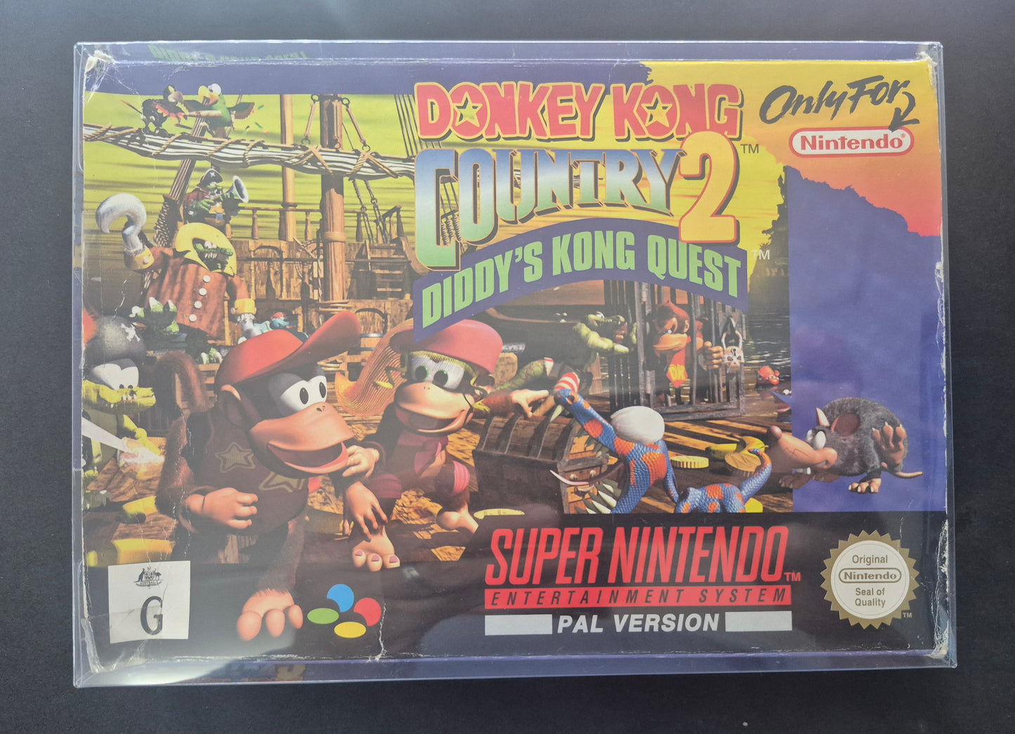 Nintendo SNES Donkey Kong Country 2 Diddy's Kong Quest Inc. Instructions & New Save Battery in Box & Protector
