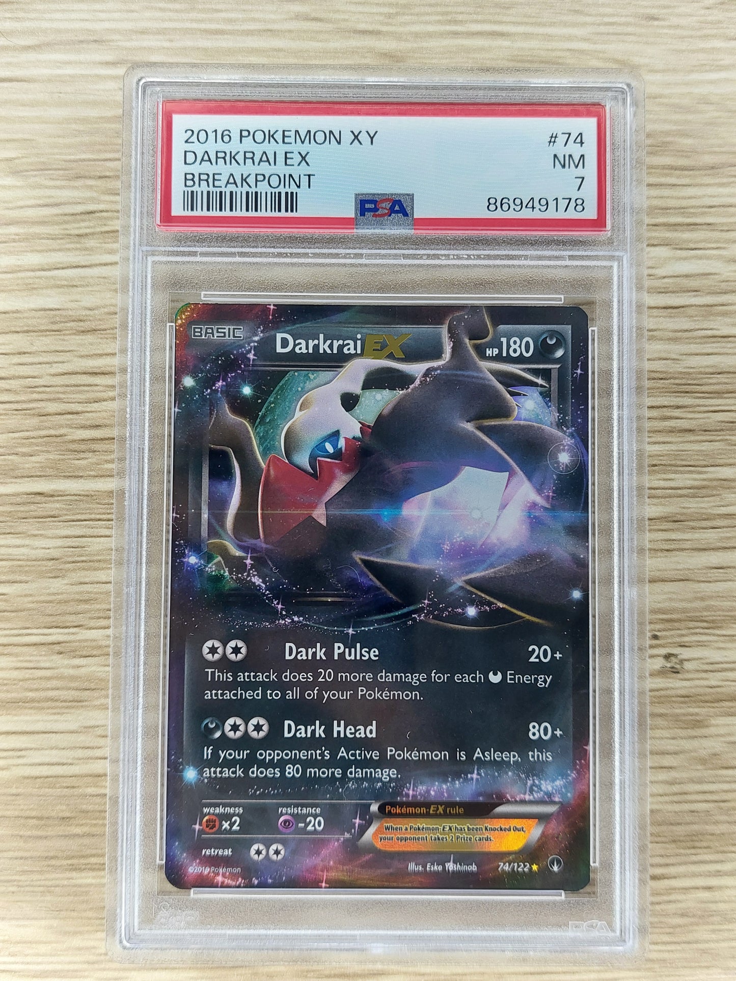 Pokemon 2016 Darkrai EX Breakpoint 74/122 PSA 7