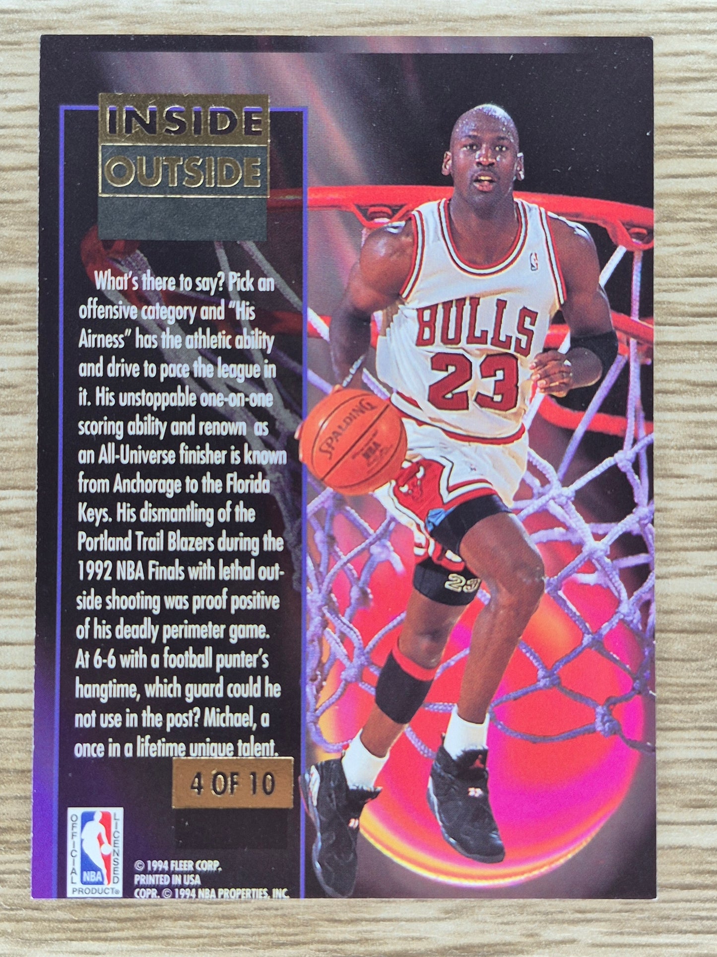 1993-94 Fleer Ultra Inside Out Michael Jordan 4 of 10 NR MT