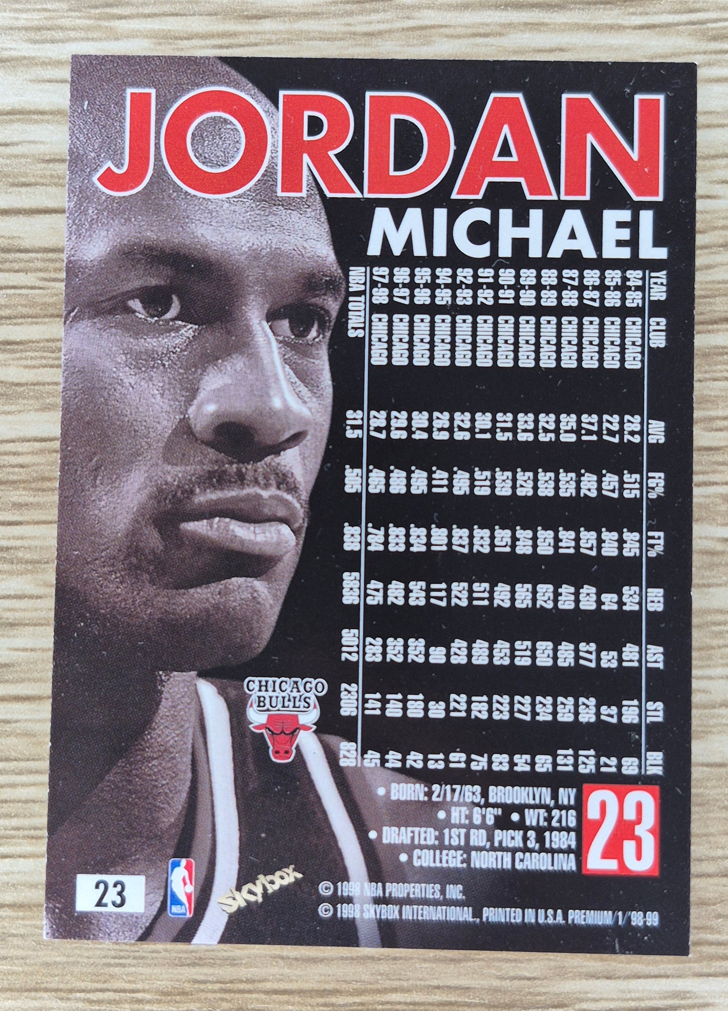 1998 Skybox Premium #23 Michael Jordan Gold Signature