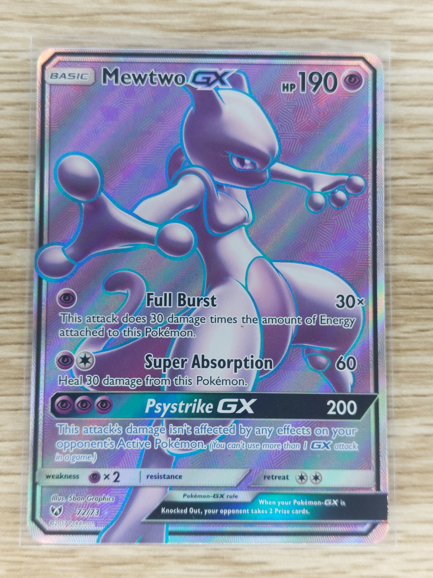 Pokemon 2017 Mewtwo GX Full Art Shining Legends 72/73