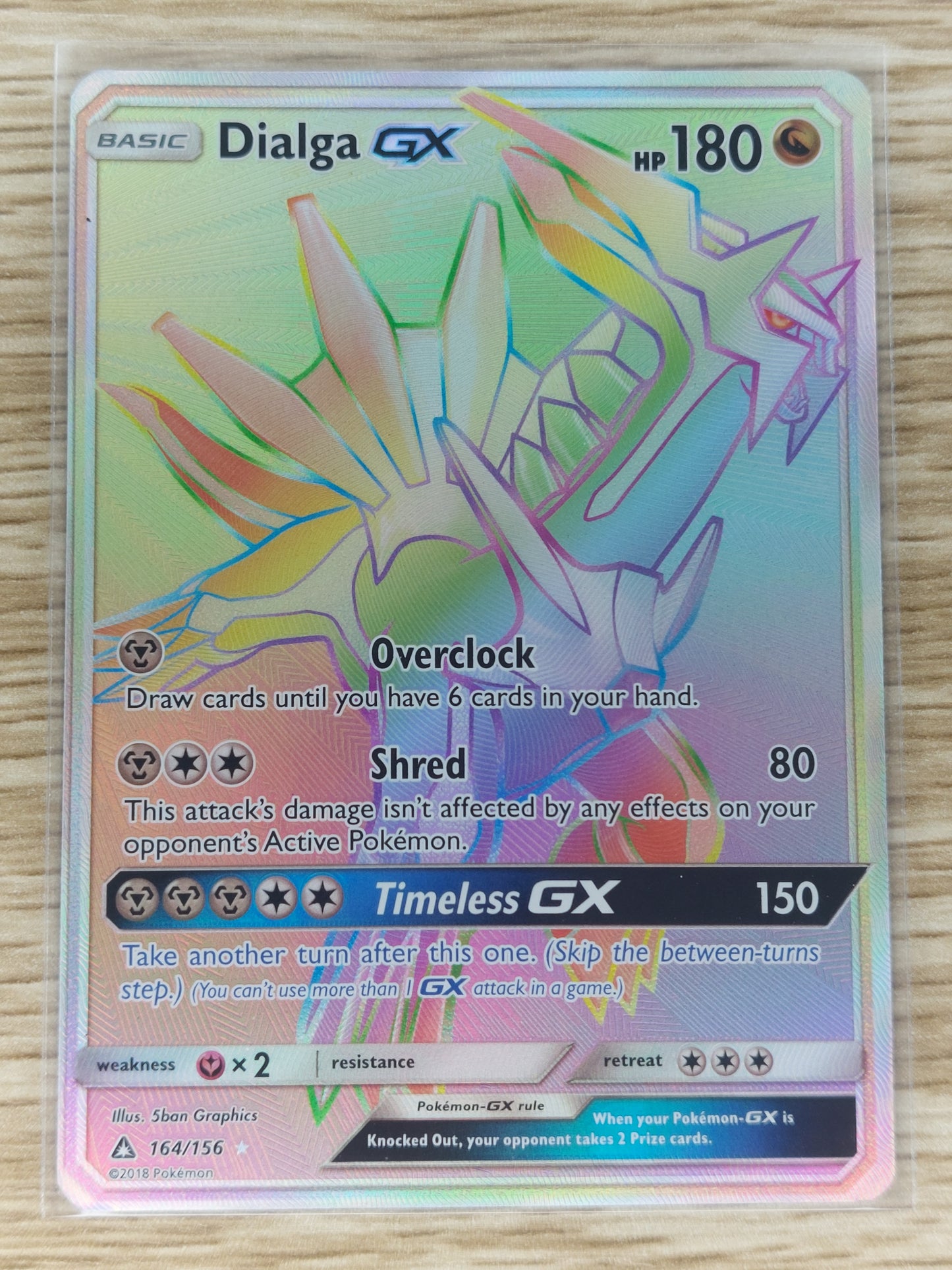 Pokemon 2018 Dialga GX Secret Rare Rainbow Ultra Prism 164/156