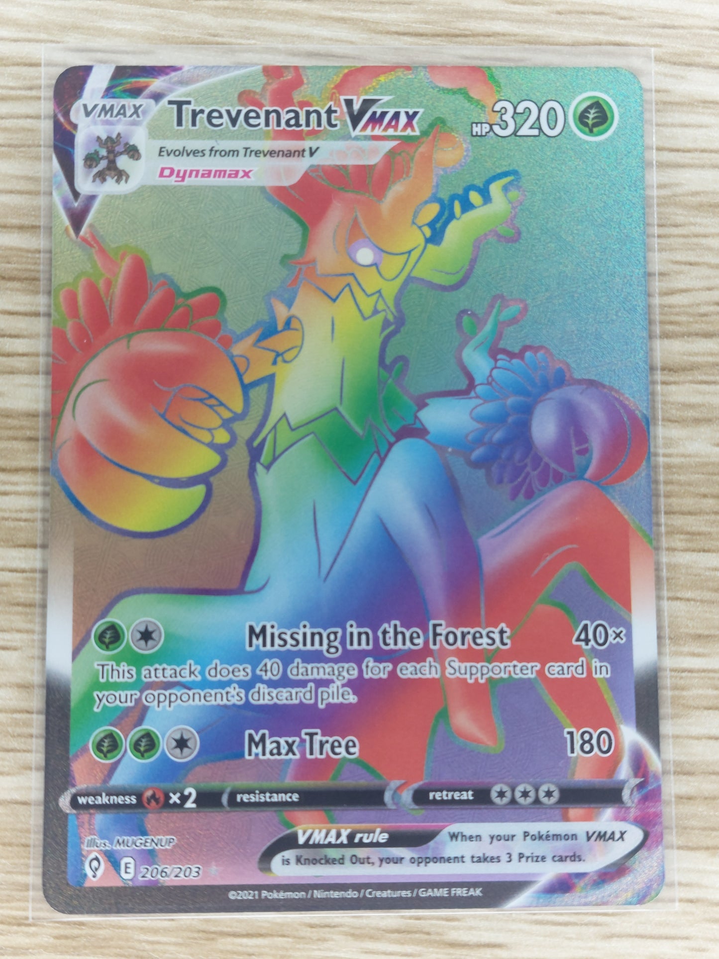 Pokemon 2021 Trevenant Evolving Skies Secret Rainbow Rare 206/203