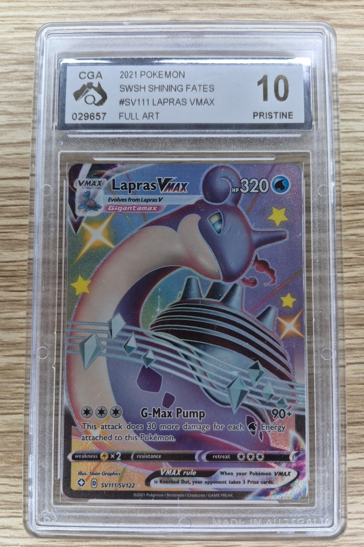 2021 Pokémon SWSH Shining Fates SV111/SV122 Lapras Vmax Full Art CGA Pristine 10
