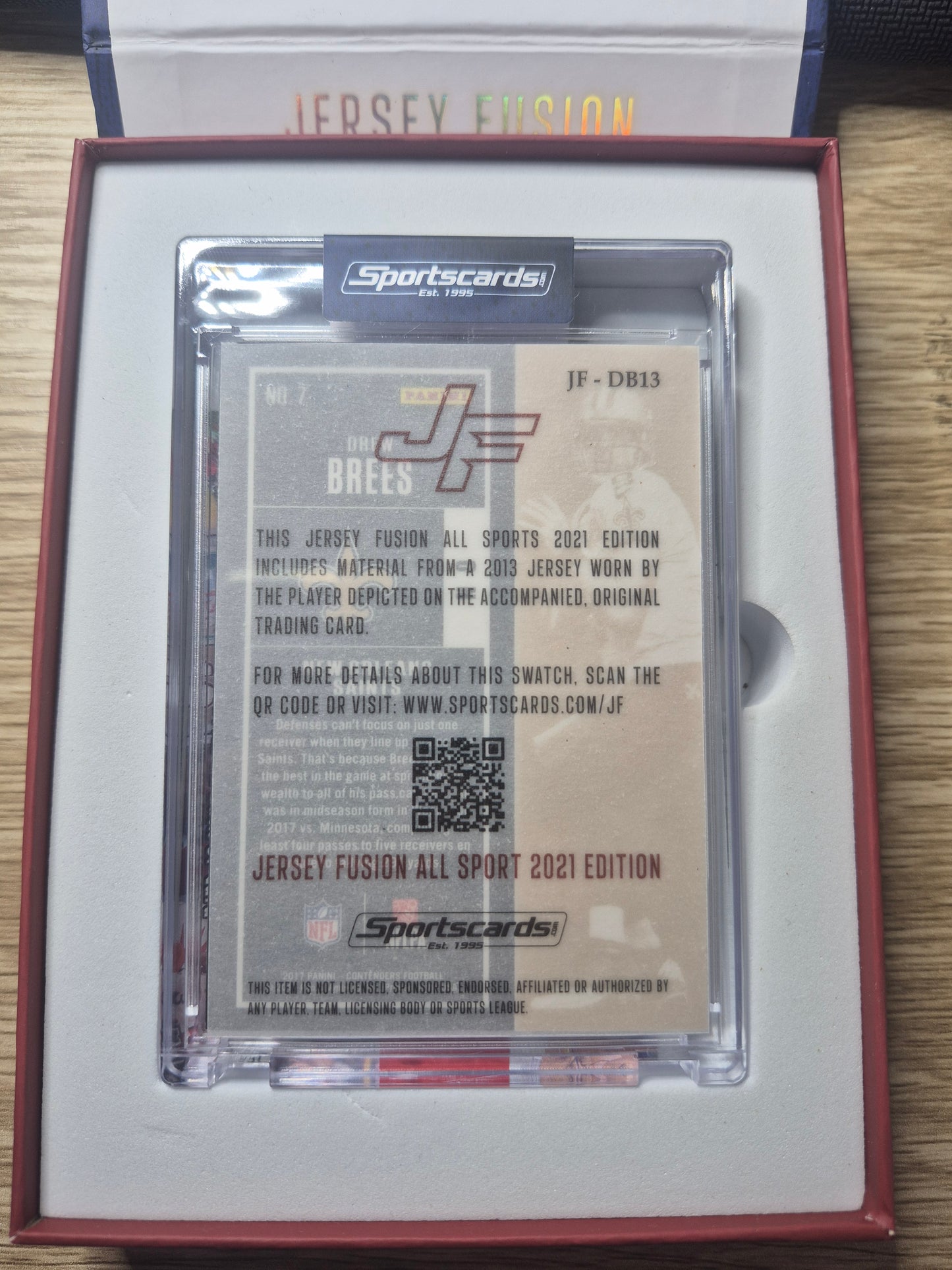 2021 Jersey Fusion All Sports Drew Bree's Game Used Swatch
