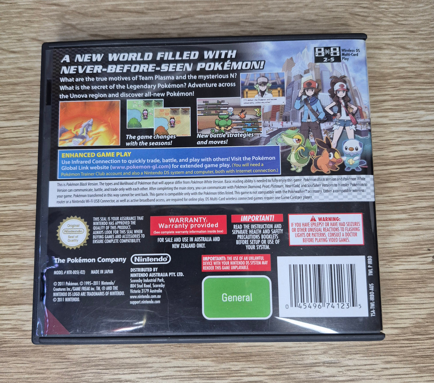 2011 Nintendo DS Pokémon Black Version AUS PAL In Box Tested with Instructions