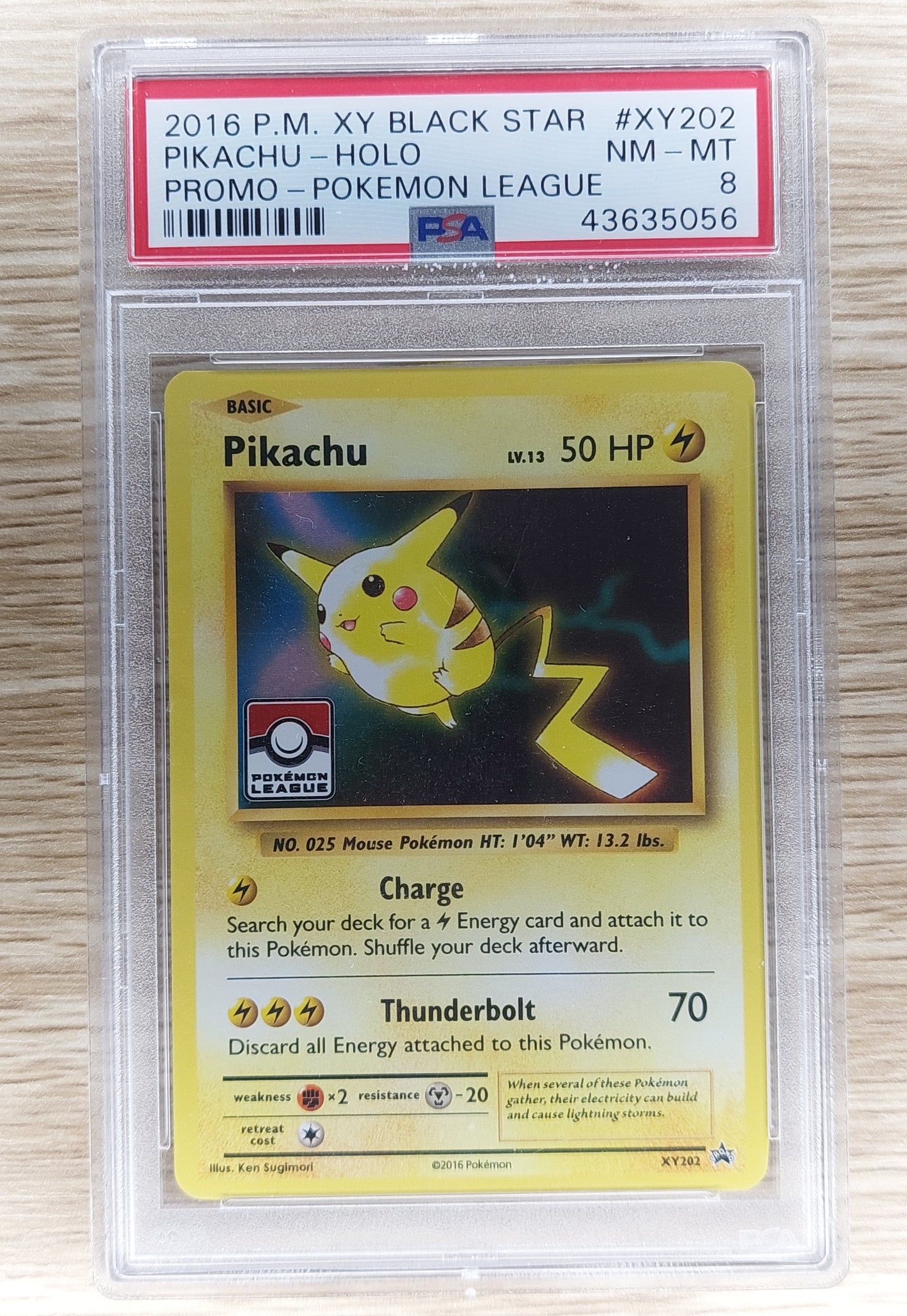 Pokemon 2016 Pikachu XY202 Black Star Promo PSA 8