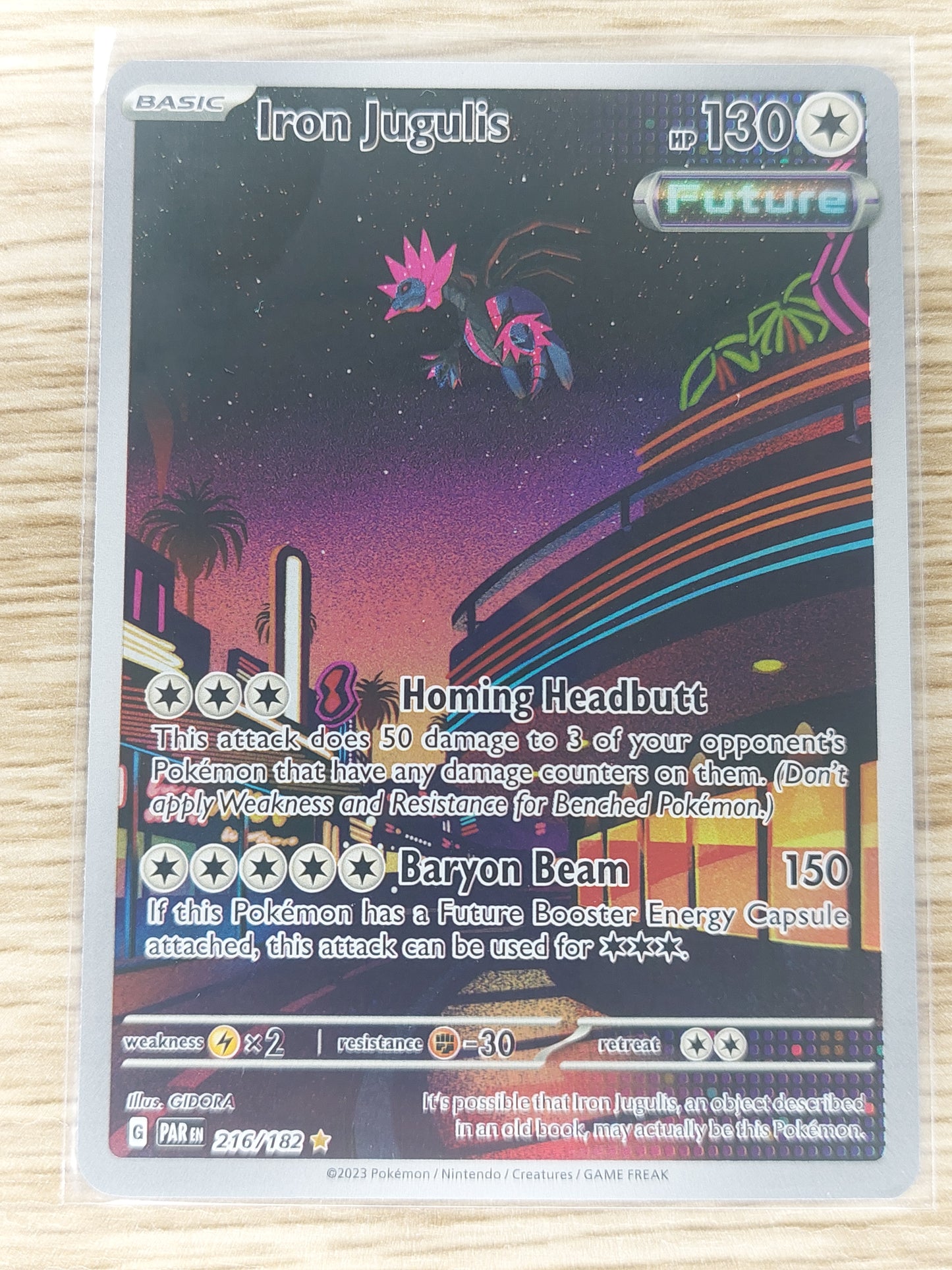 Pokemon 2023 Iron Jugulis Illustration Rare Paradox Rift 216/182