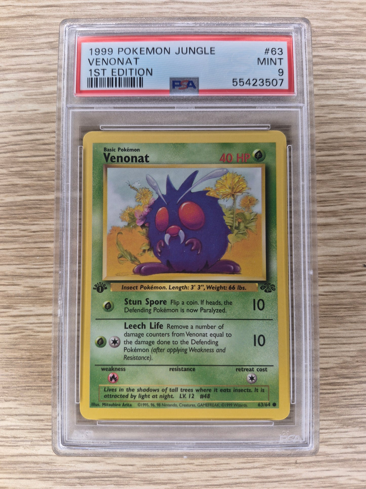 WOTC 1999 Pokemon Jungle 1st Edition Venonat 63/64 PSA 9 MINT