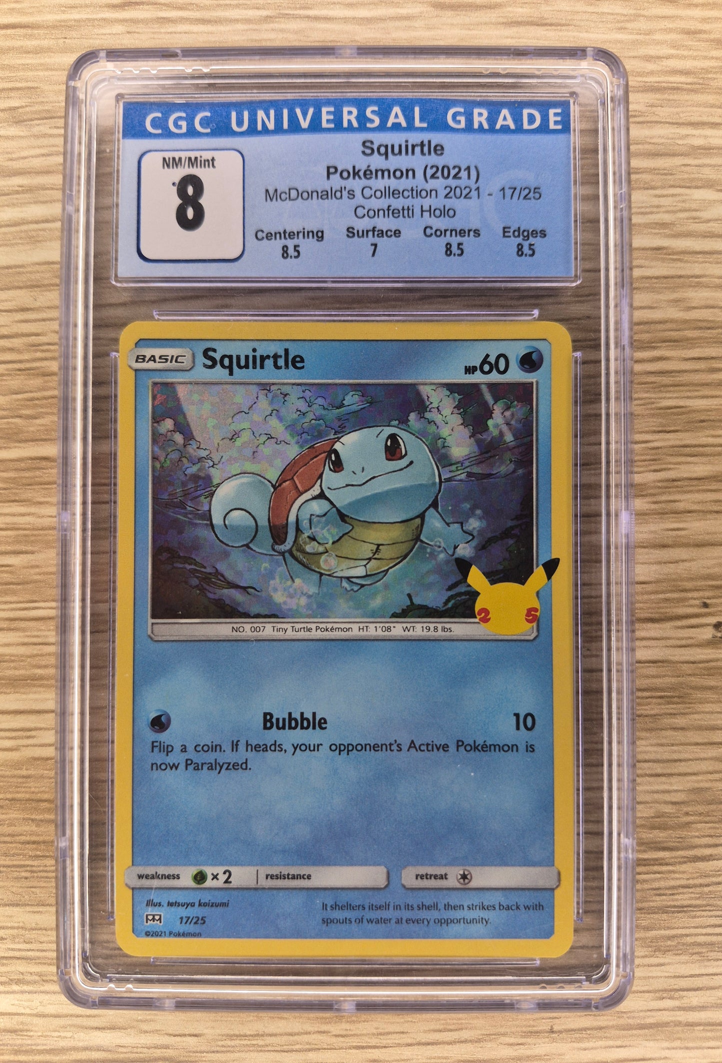 Pokemon SQUIRTLE 2021 McDonald's Collection 17/25 Confetti Holo CGC 8