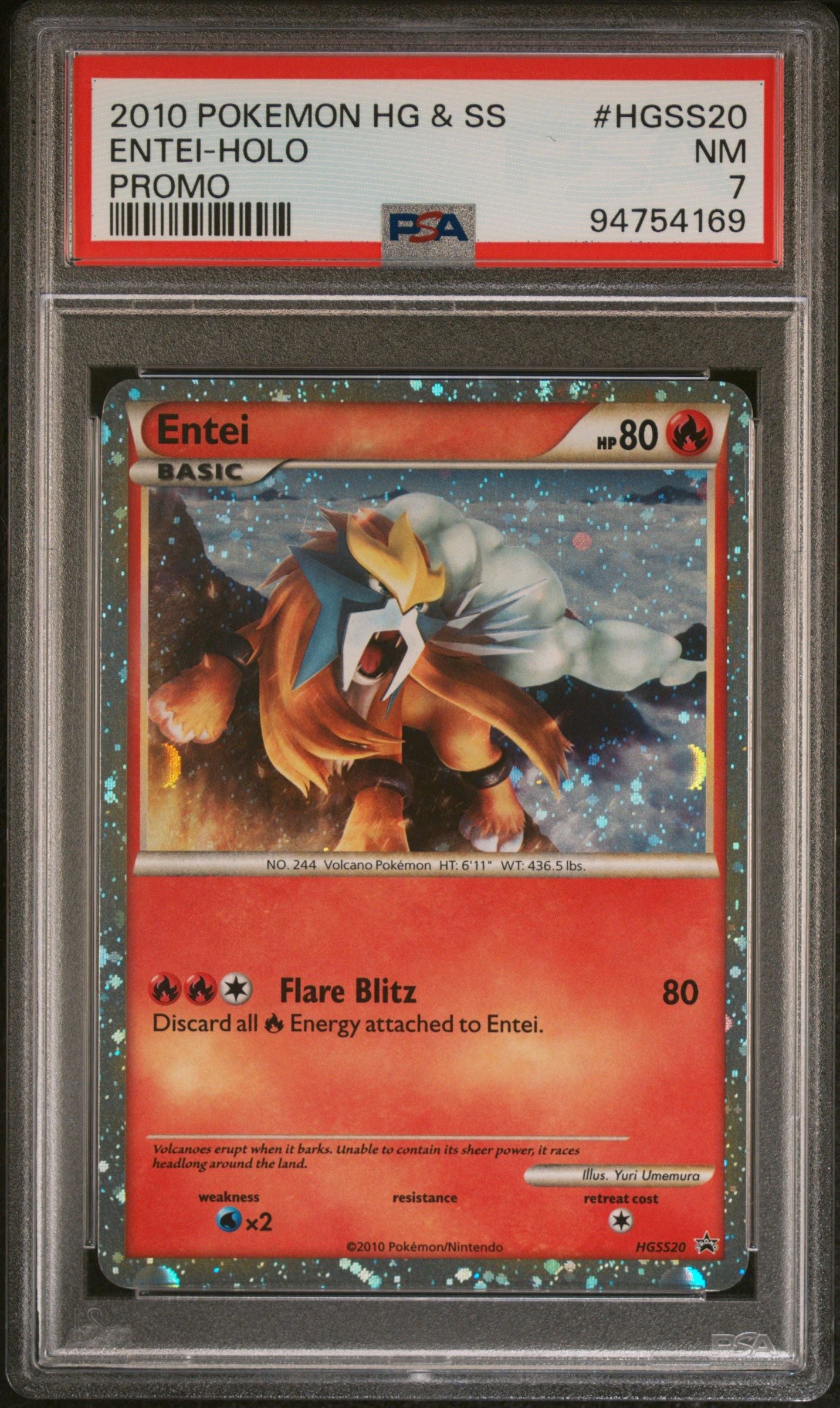 Entei Holo HGSS20 Graded PSA 7 HeartGold & SoulSilver Black Star Promo