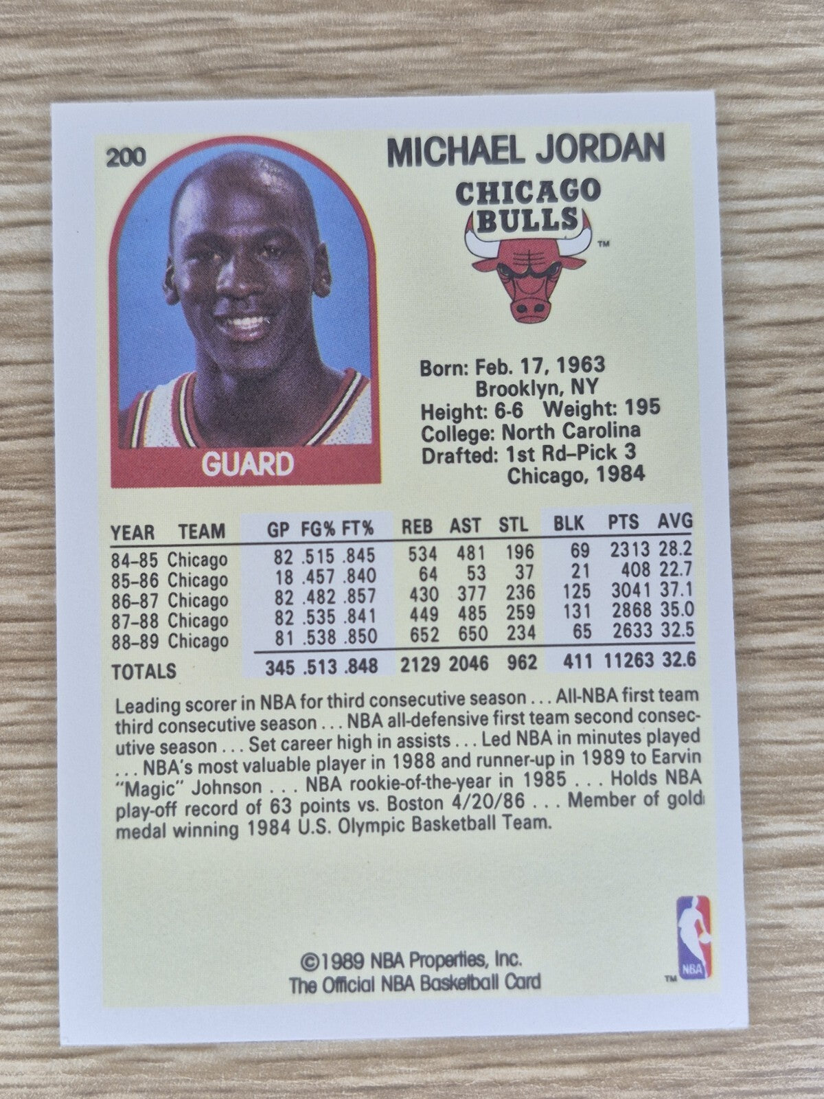 1989-90 Michael Jordan Chicago Bulls NBA Hoops 🔥 Chicago Bulls Rare Card! 🔥
