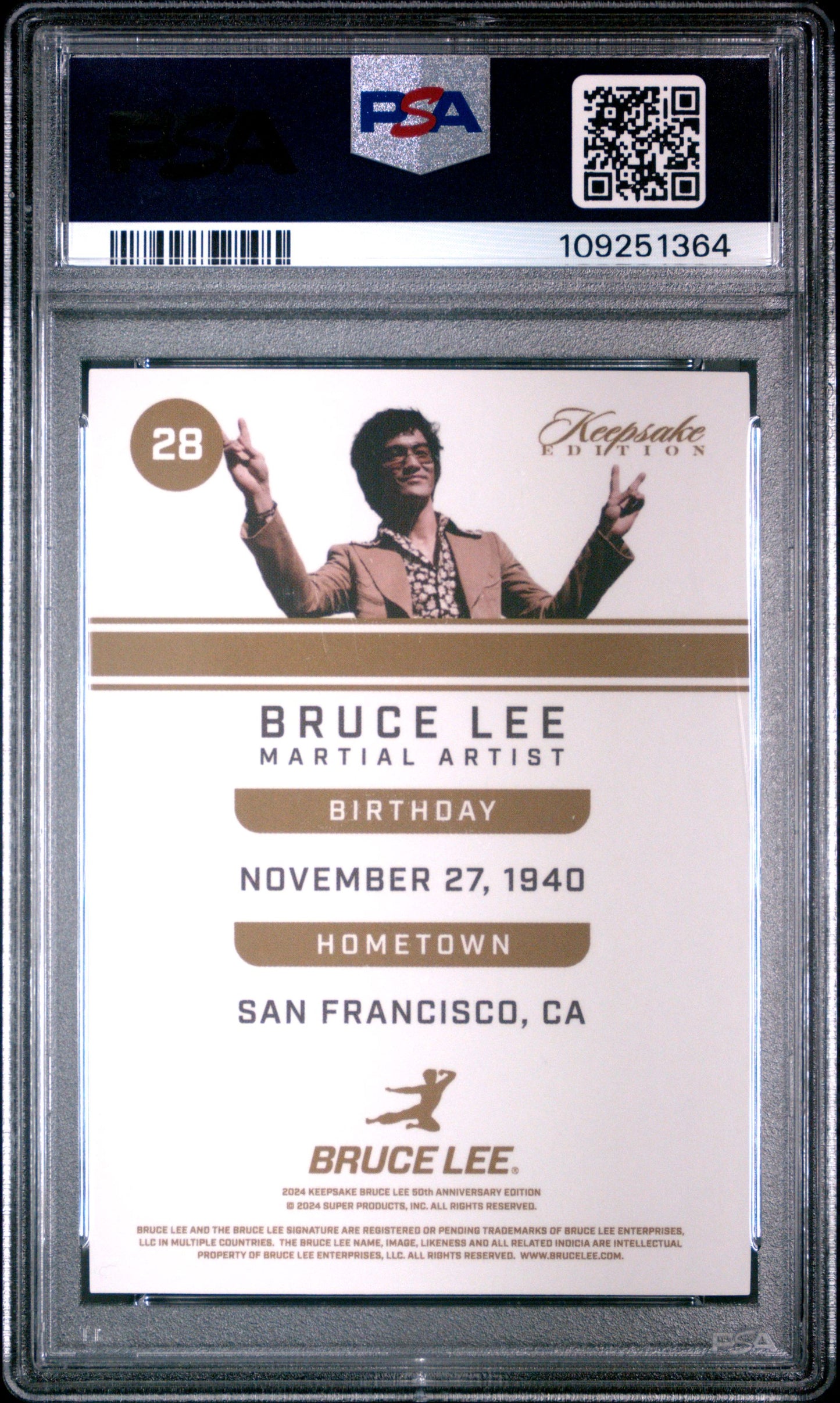 2024 50th Anniversary Bruce Lee Keepsake Edition Red Ice #28 PSA 7