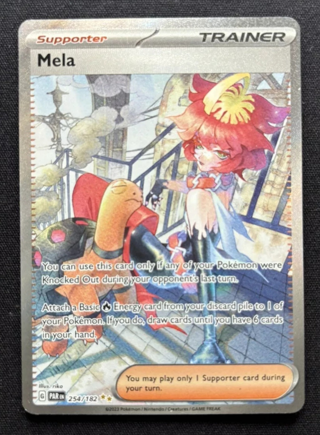 Pokmon TCG Mela Paradox Rift 254/182 Holo Special Illustration Rare Boomerang Collectables Pokmon TCG Mela Paradox Rift 254/182 Holo Special Illustration Rare Boomerang Collectables