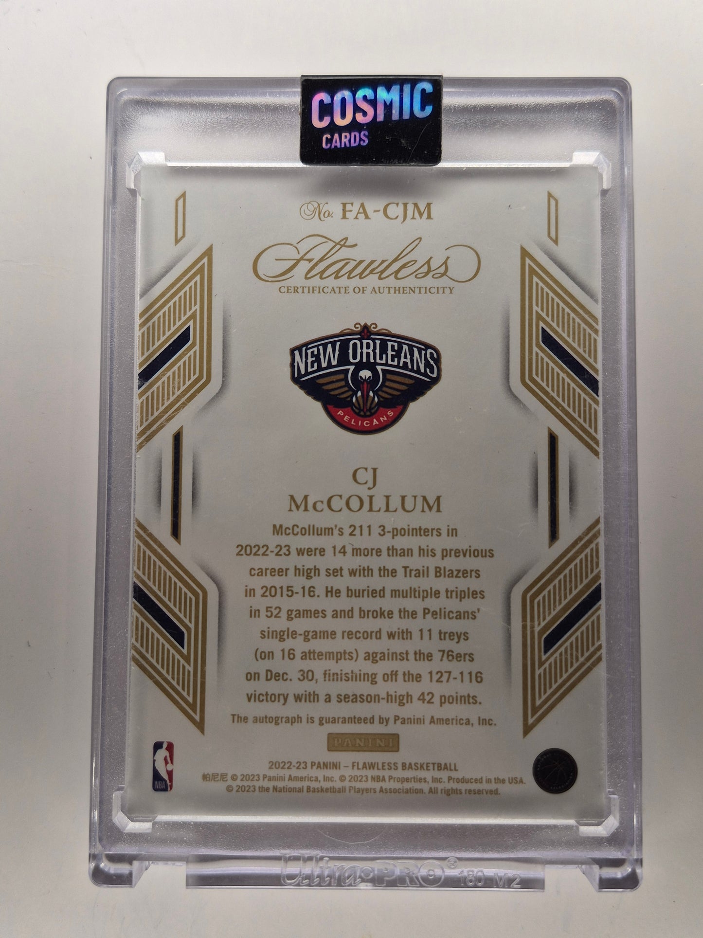 2022-23 Panini-Flawless FA-CJM CJ McCollum On Card Autographs 07/25