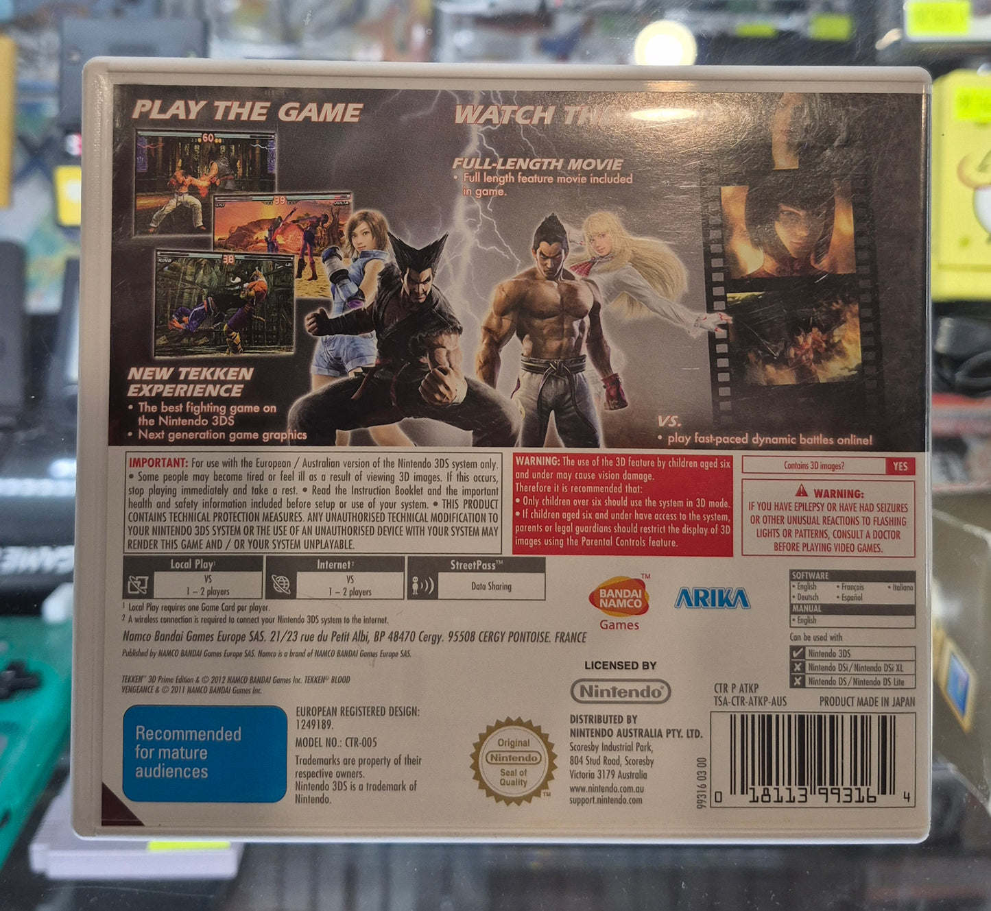 Tekken 3D: Prime Edition for Nintendo 3DS Pal complete Tested