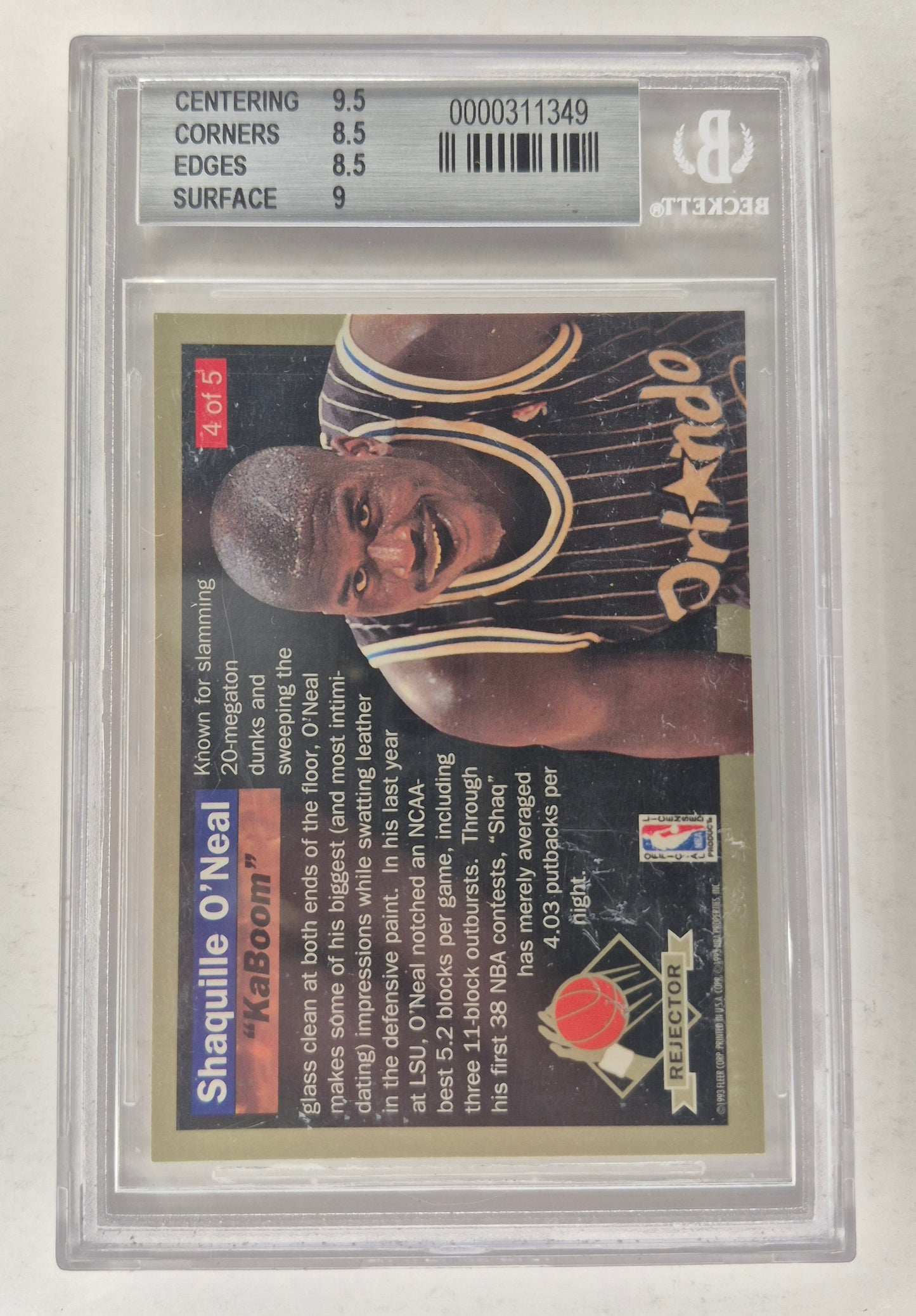 1992-93 FLEER ULTRA #4 Shaquille O'neal Rejectors Beckett 8.5 NM-MT+