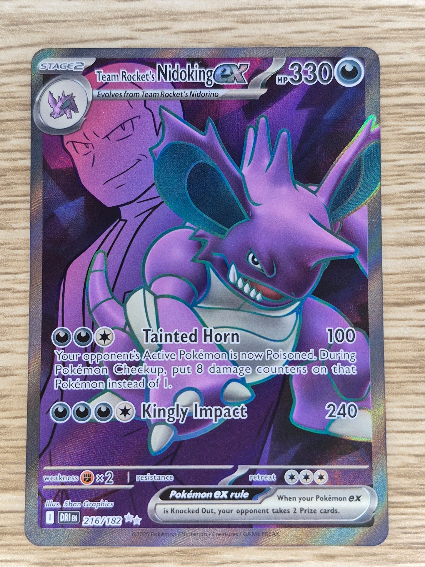 Pokemon TCG Team Rocket’s Nidoking ex 216/182 SV10: Pokémon Destined Rivals NM