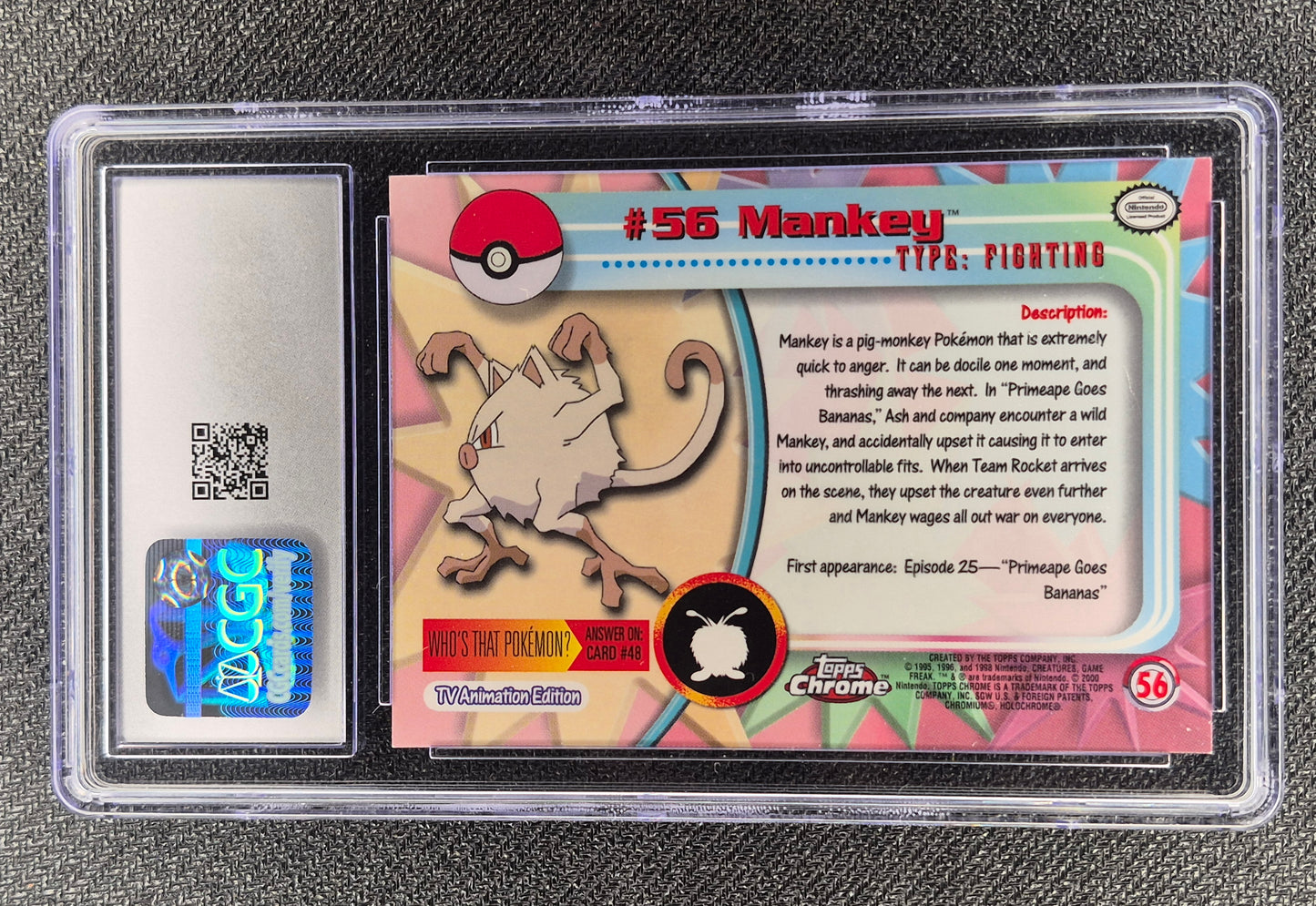 2000 Topps Pokémon Chrome Series 1 #56 Mankey Chrome CGC 10