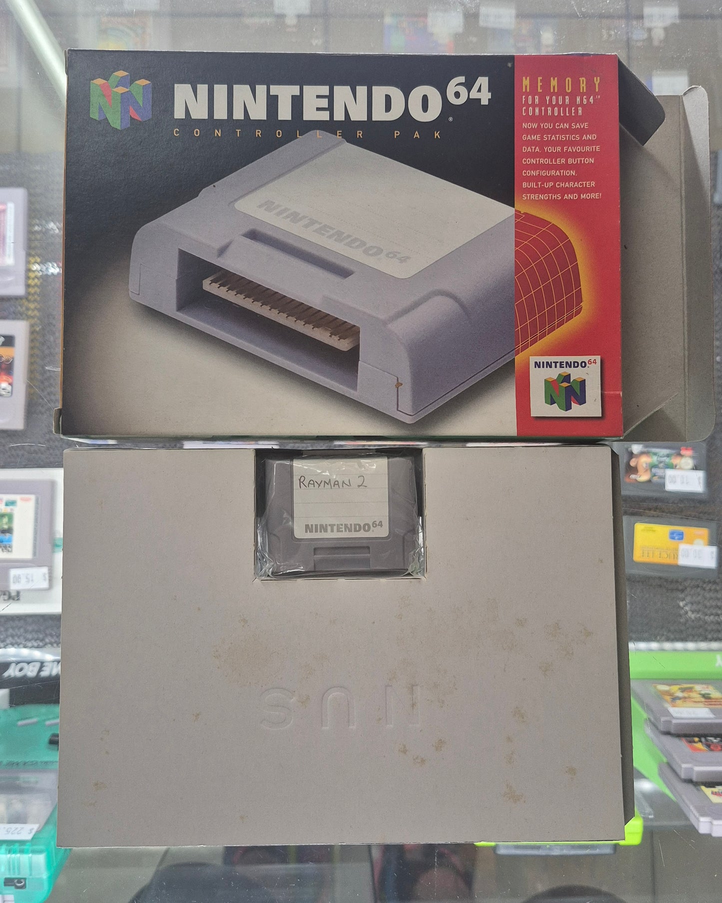 Genuine Nintendo 64 N64 Controller Pak Complete In Box - NUS-004 Tested Box Excellent