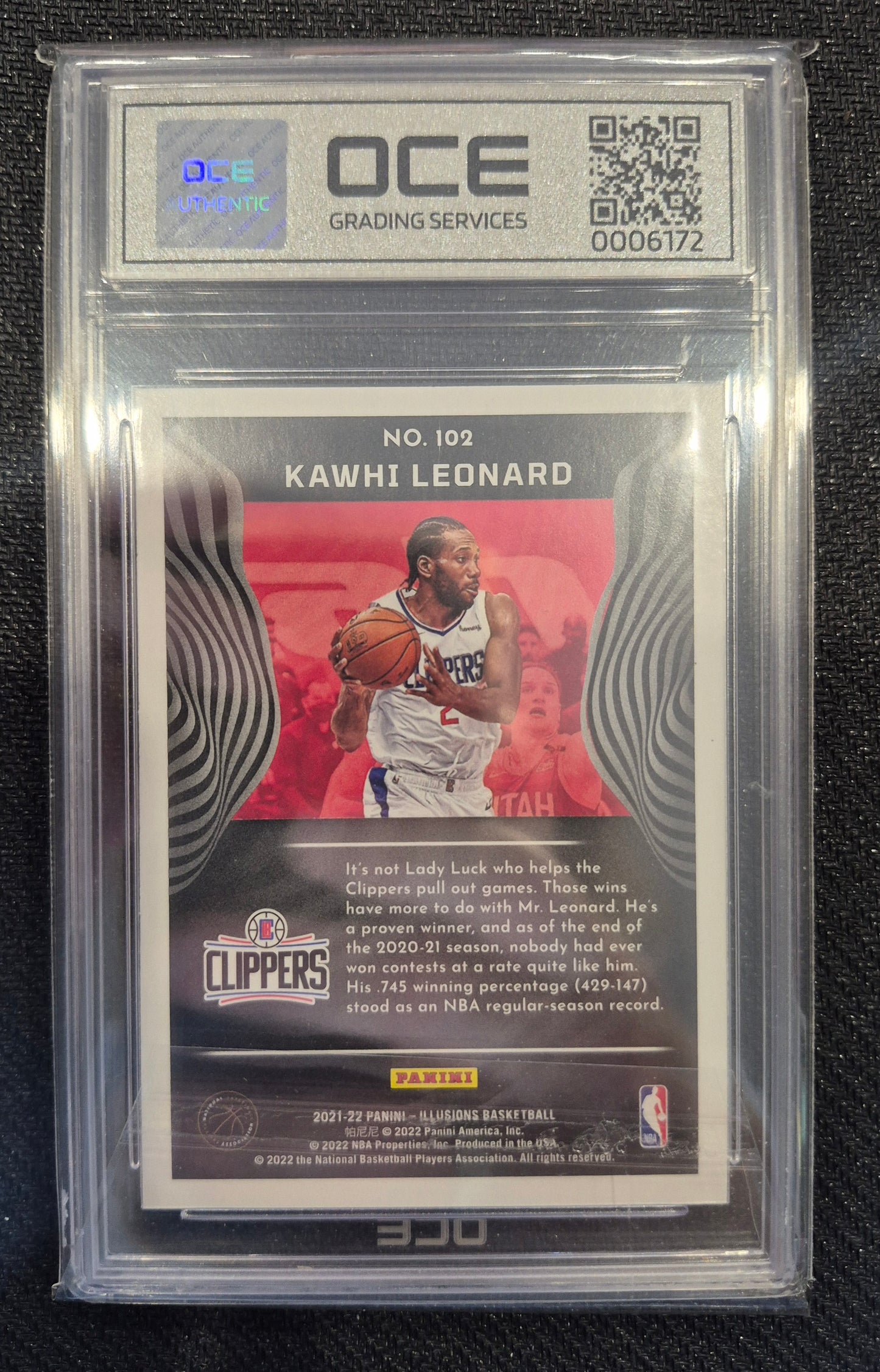 2021 Panini Illusions #102 Kawhi Leonard OCE 8.5 NR MT+
