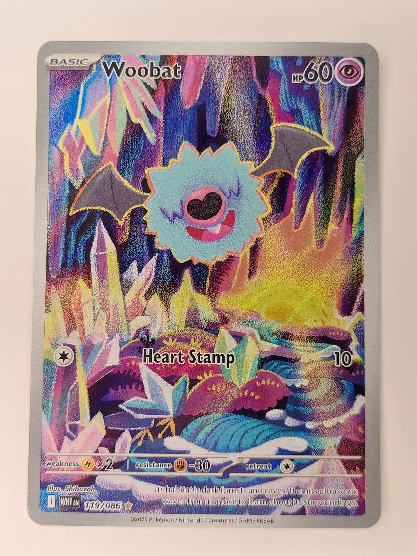 2025 Pokemon Woobat Illustration Rare White Flare 119/086