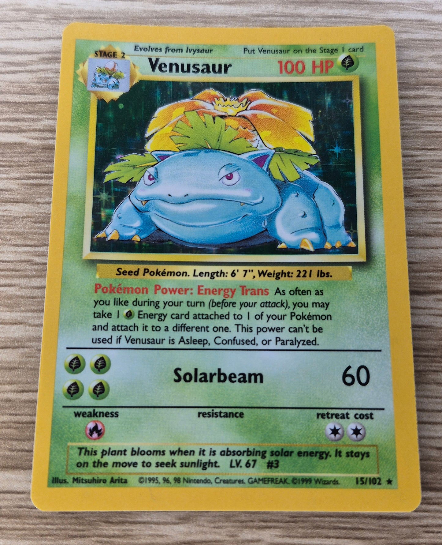 1999 Pokémon Base Set Venusaur Holo LP 15/102