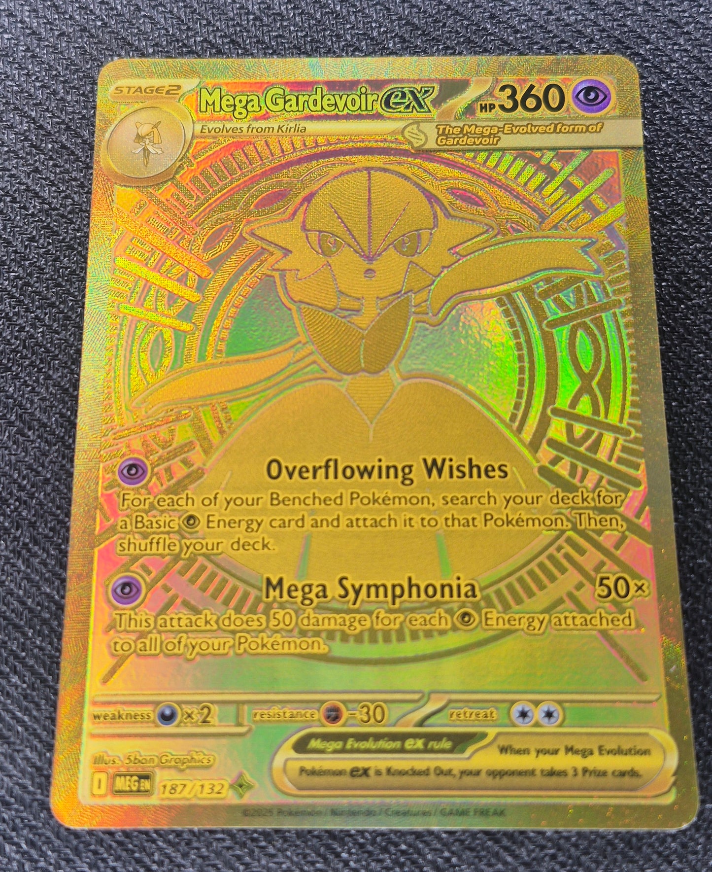Mega Gardevoir Ex Gold 187/132 Secret Rare Pokemon Mega Evolution