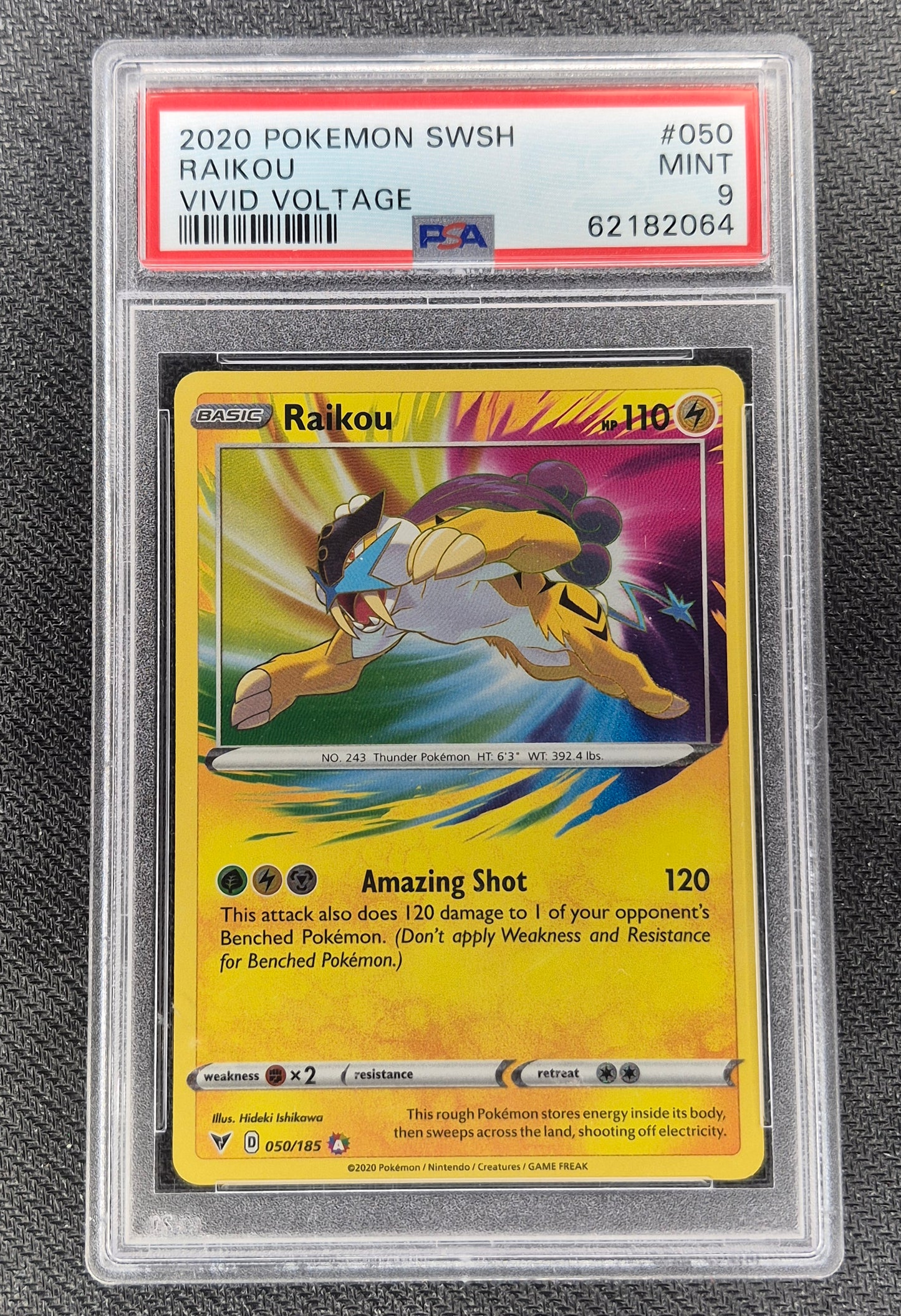 2020 Pokemon SWSH Vivid Voltage 050/185 Raikou PSA 9