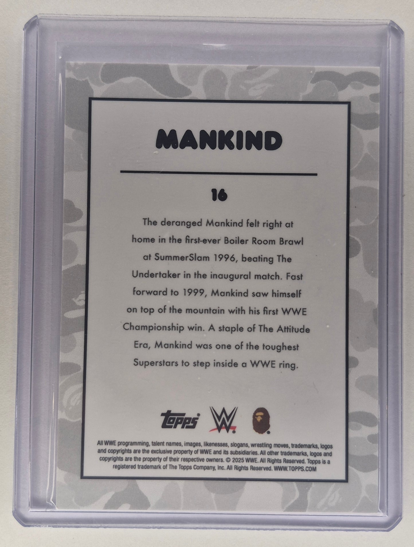 2025 Topps WWE X BAPE #16 MANKIND White Camo NM