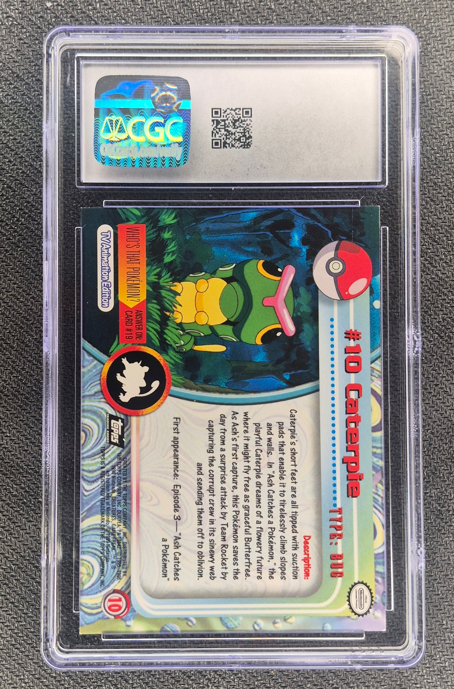 1999 Caterpie Pokemon Topps Series 1-10 Second Print CGC 8.5