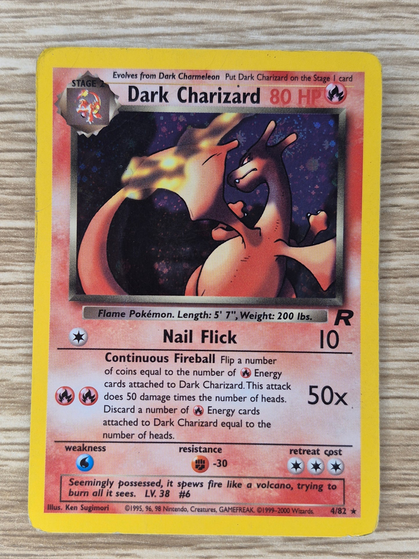 Pokemon Rocket 4/82 Dark Charizard Hol9 w/Swirl HP
