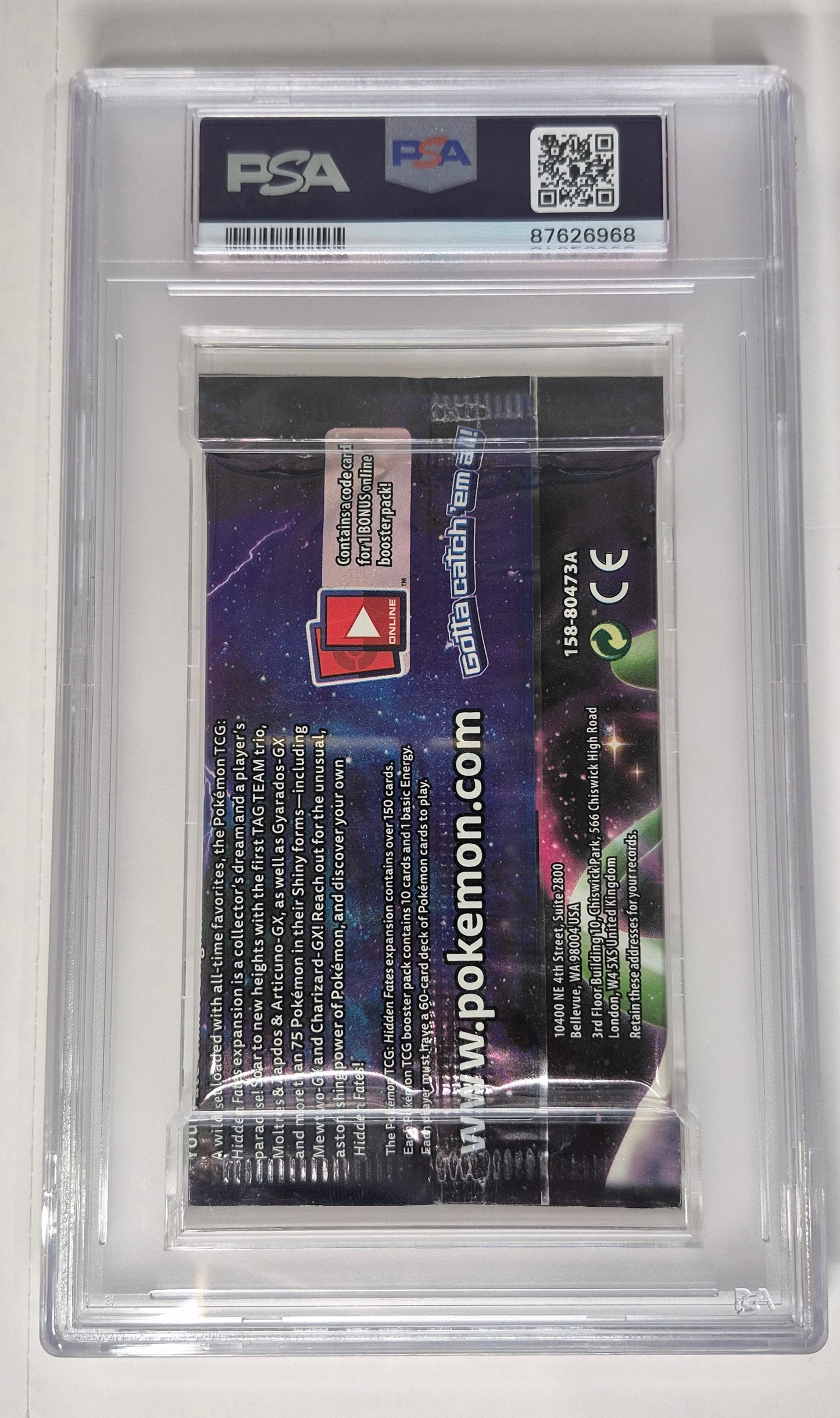 2019 Pokémon Hidden Fates Mewtwo Booster Pack PSA 9 Mint