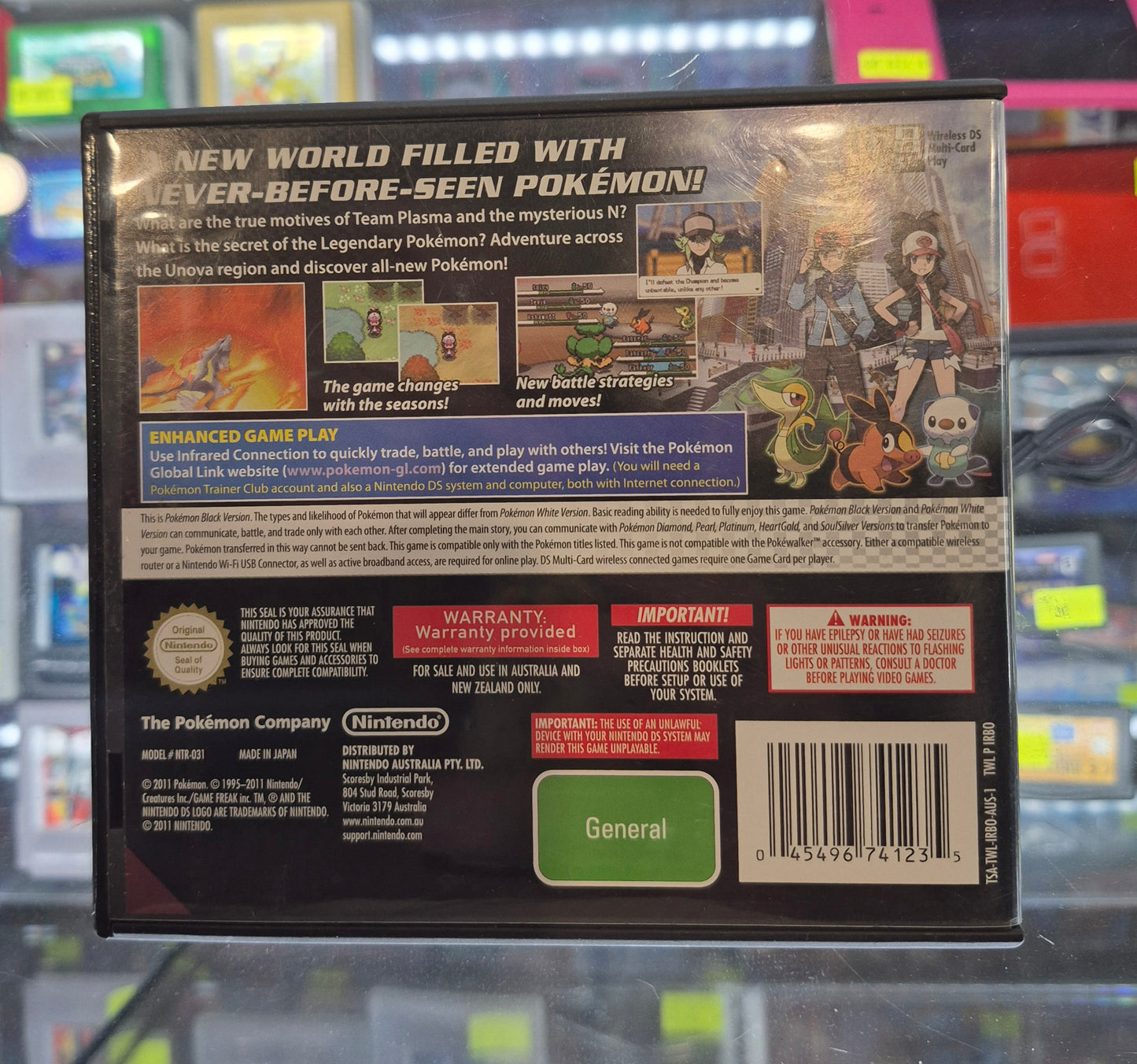 2011 Nintendo DS Pokémon Black Version, AUS PAL In Box Tested