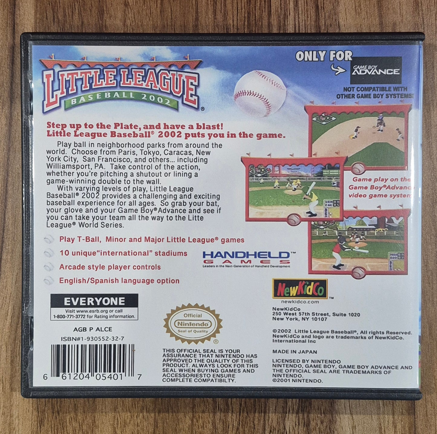 Little League Baseball 2002 Gameboy Advance GBA Very Rare Authentic in Custom Case