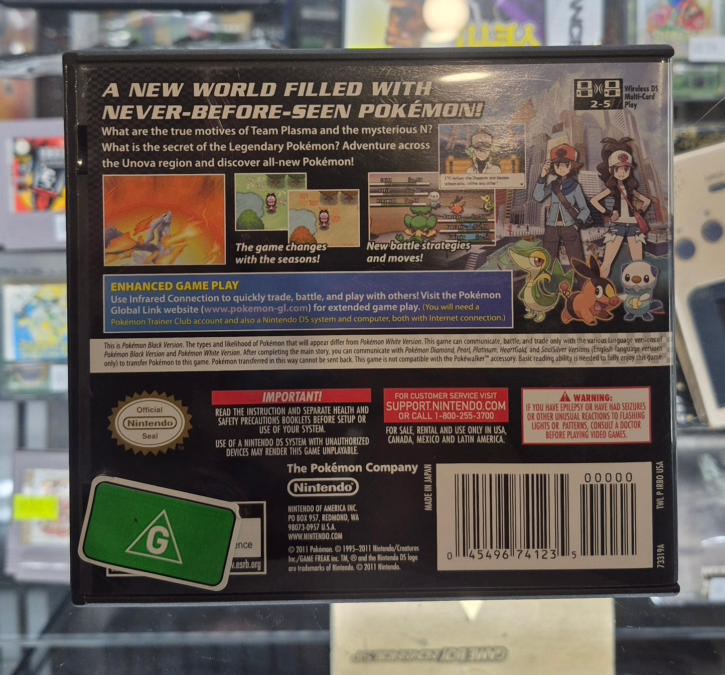 2011 Nintendo DS Pokémon Black Version,manual USA In Box Tested