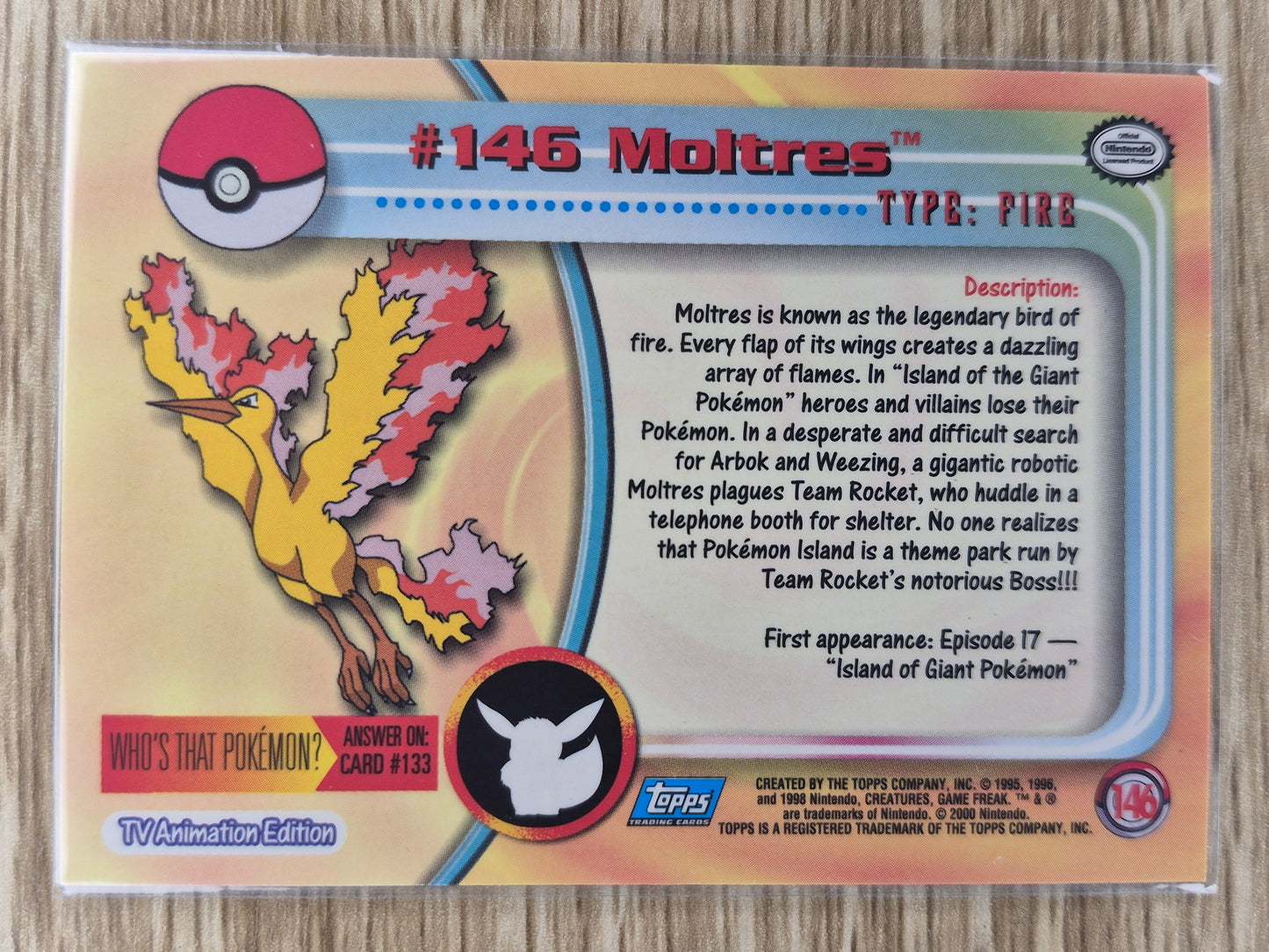 2000 Topps Pokémon Blue Label #146 Moltres Holo NM