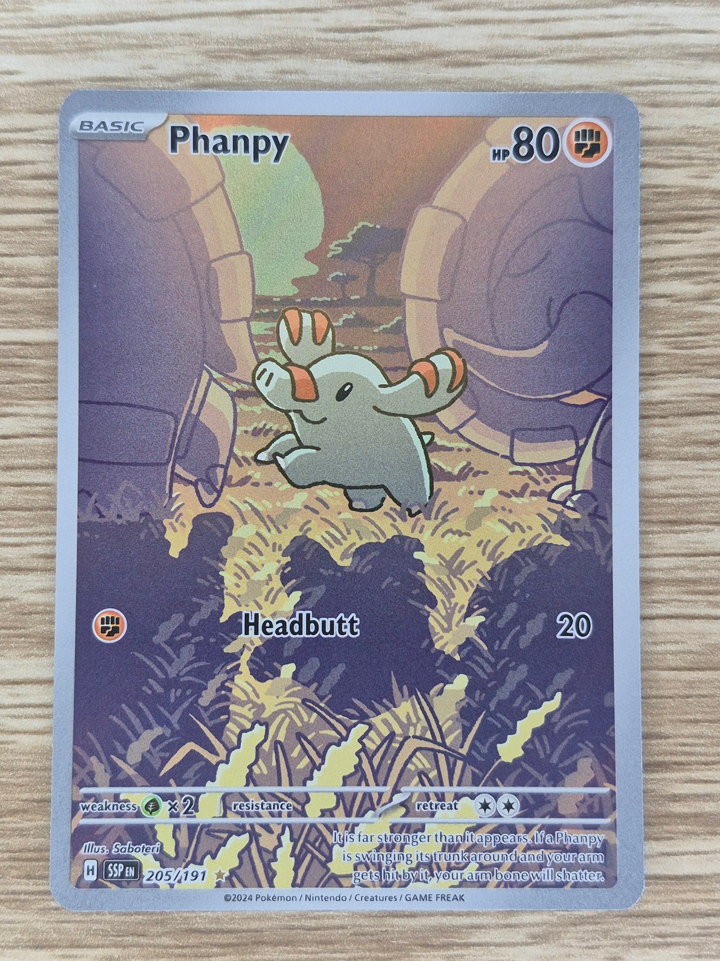 Phanpy Pokémon TCG 205/191 Illustration Rare Surging Sparks