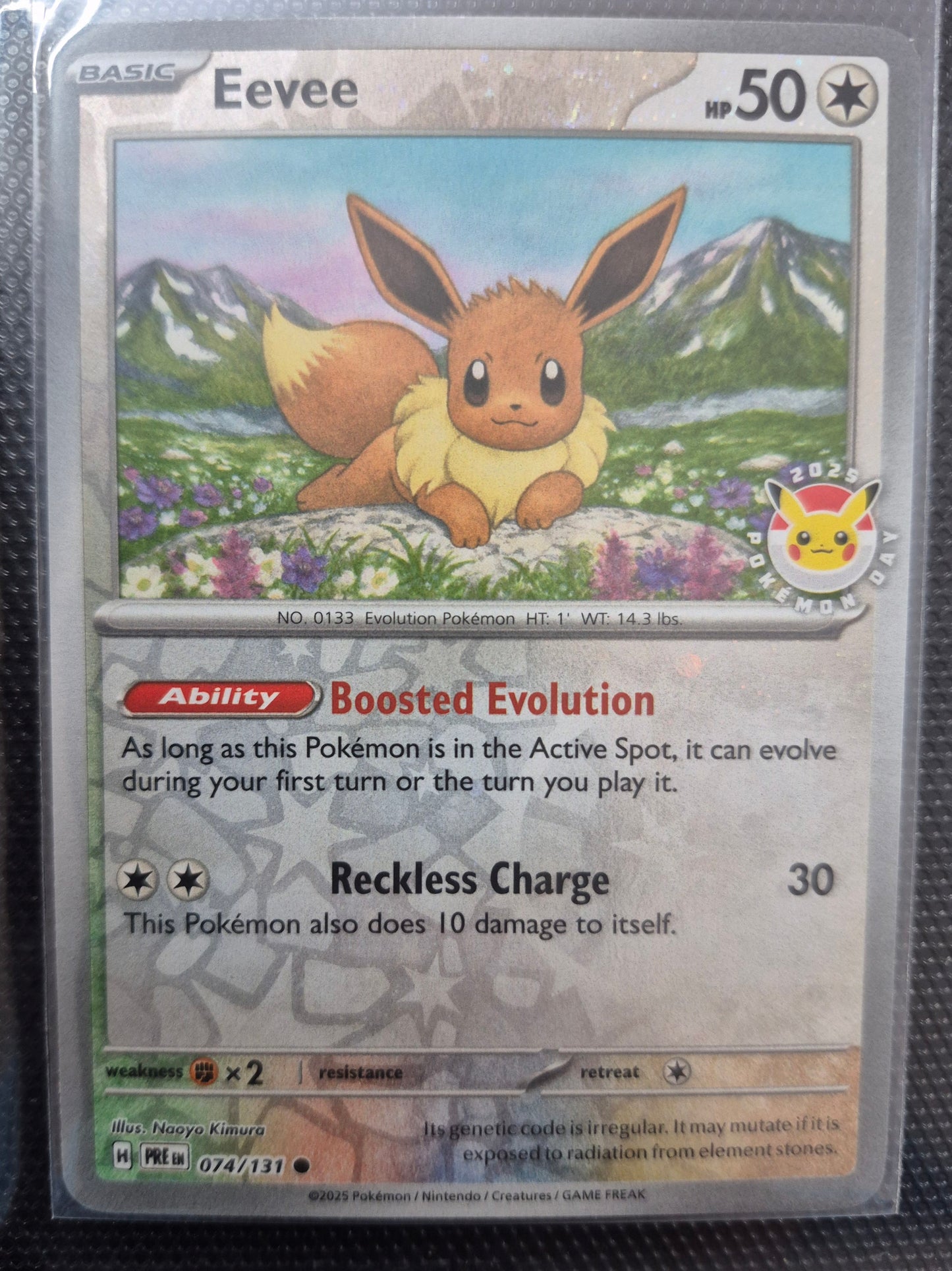 Eevee 074/131 2025 Pokemon Day Stamped Reverse Holo Cosmos Promo
