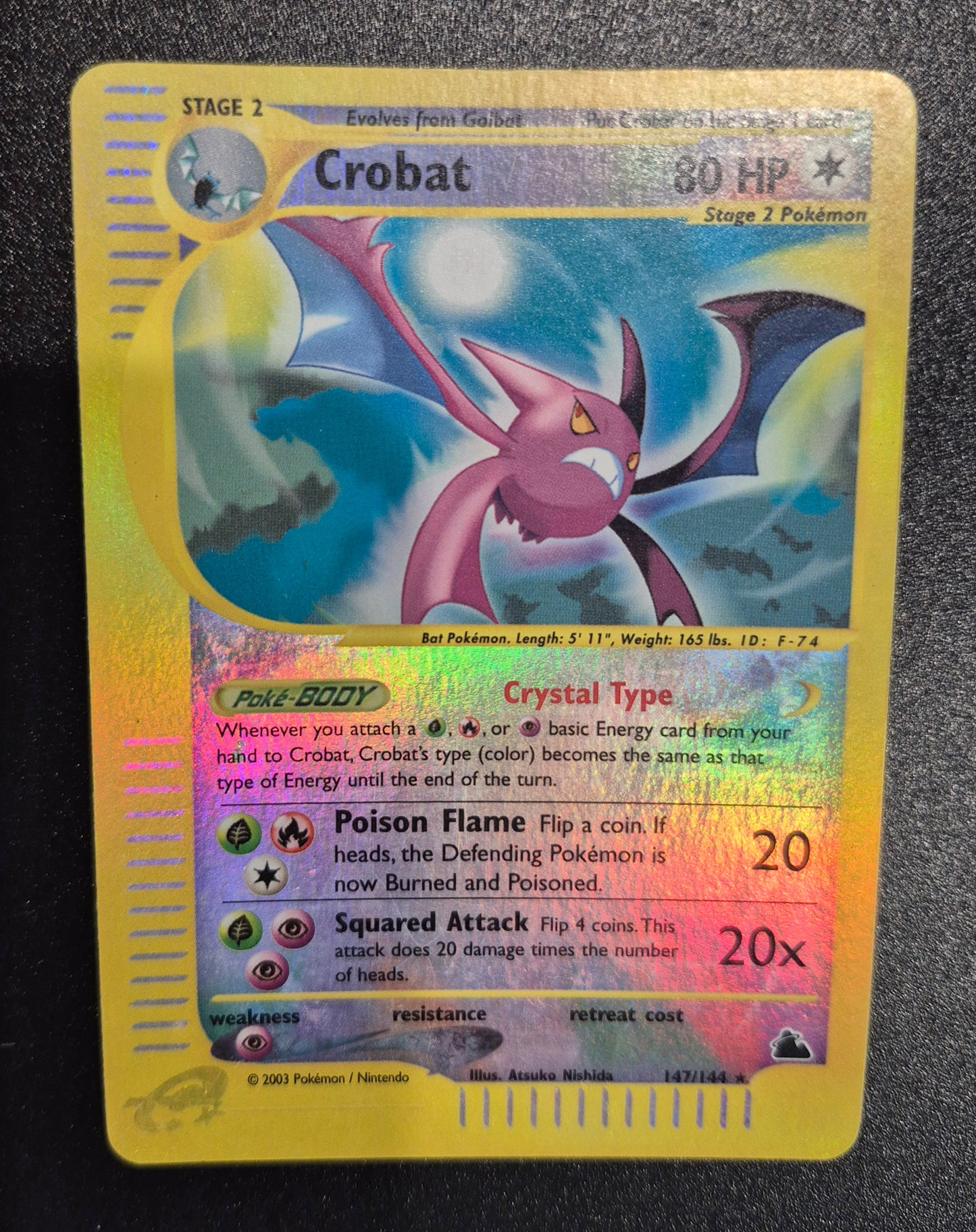2003 Pokemon Crobat 147/144 Skyridge Reverse Holo E Reader LP