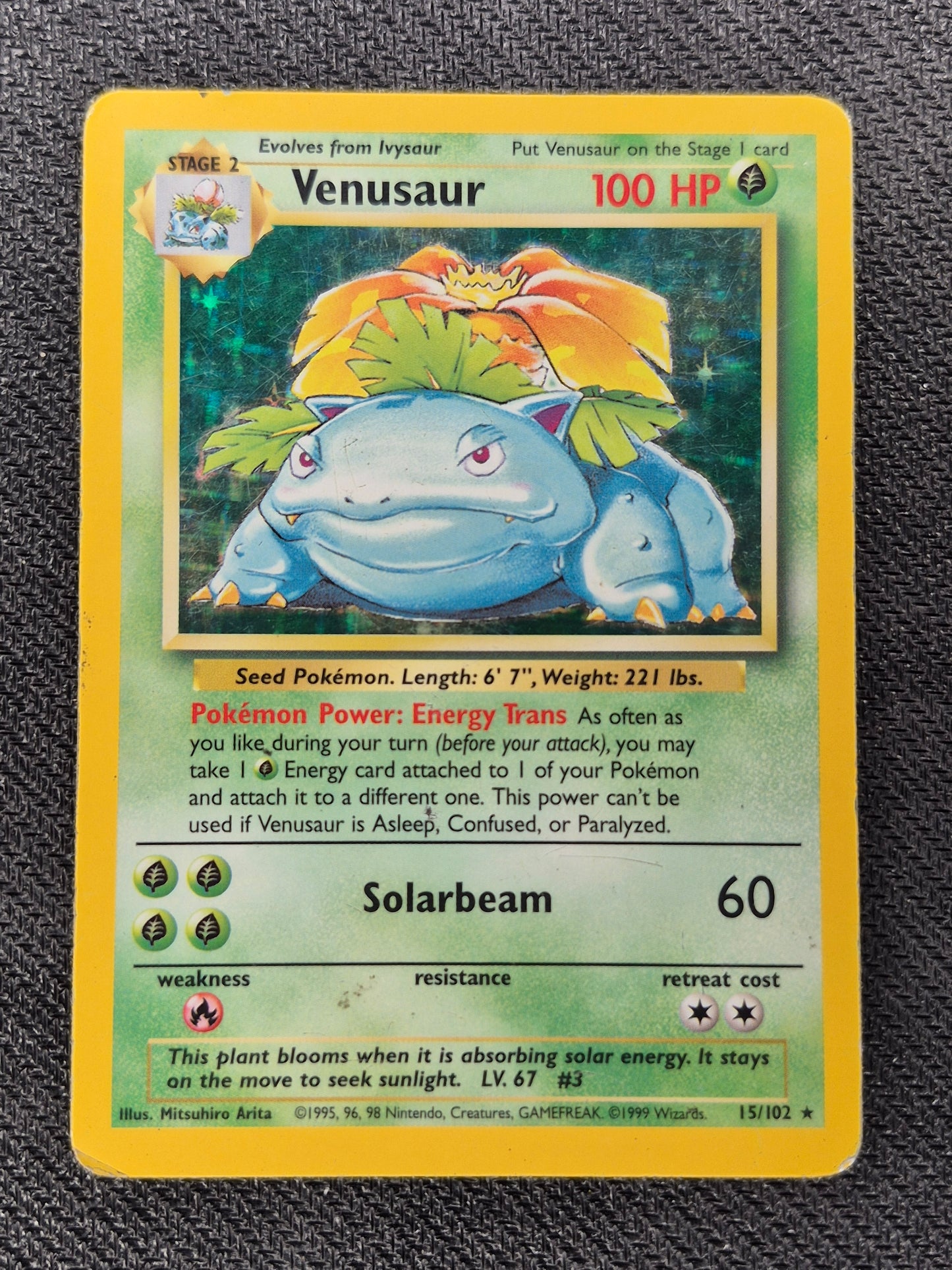 1999 Pokémon Base Set Venusaur Holo HP 15/102(SEE Pics)