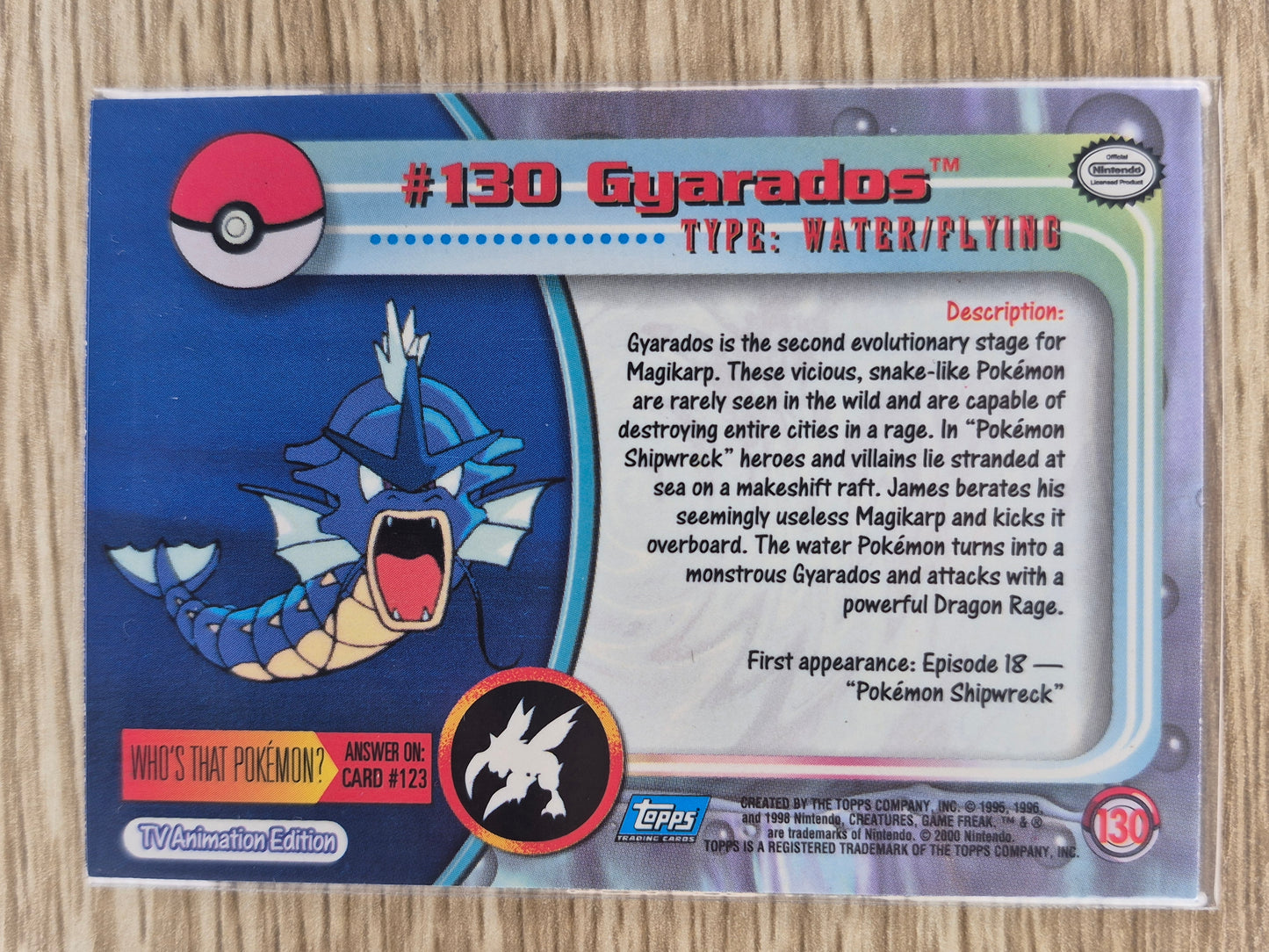 2000 Topps Pokémon Blue Label #130 Gyarados Holo MP